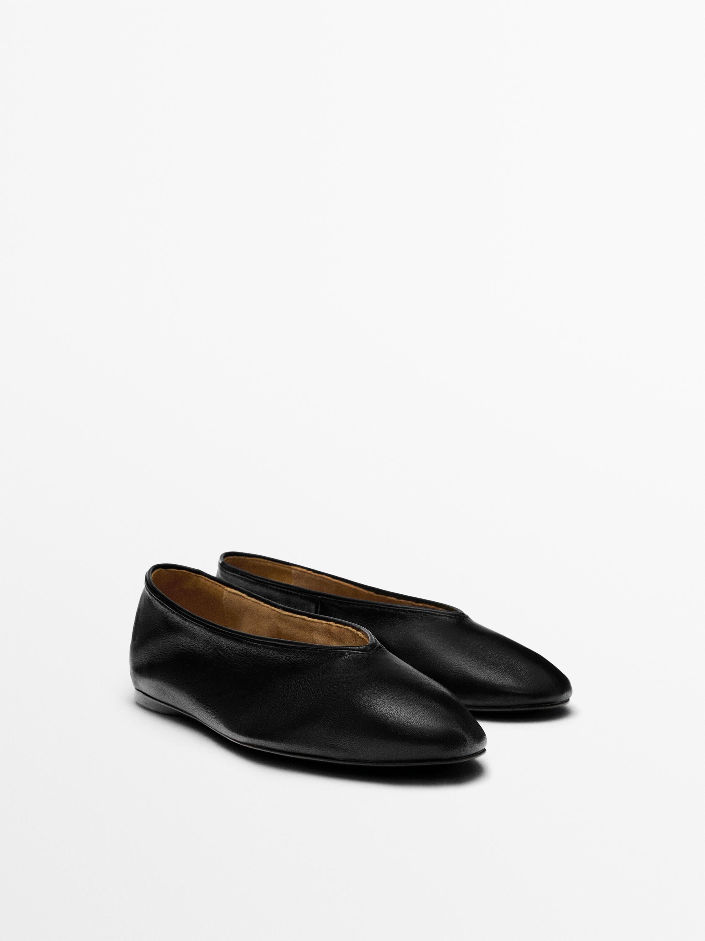 Soft leather ballerinas Black