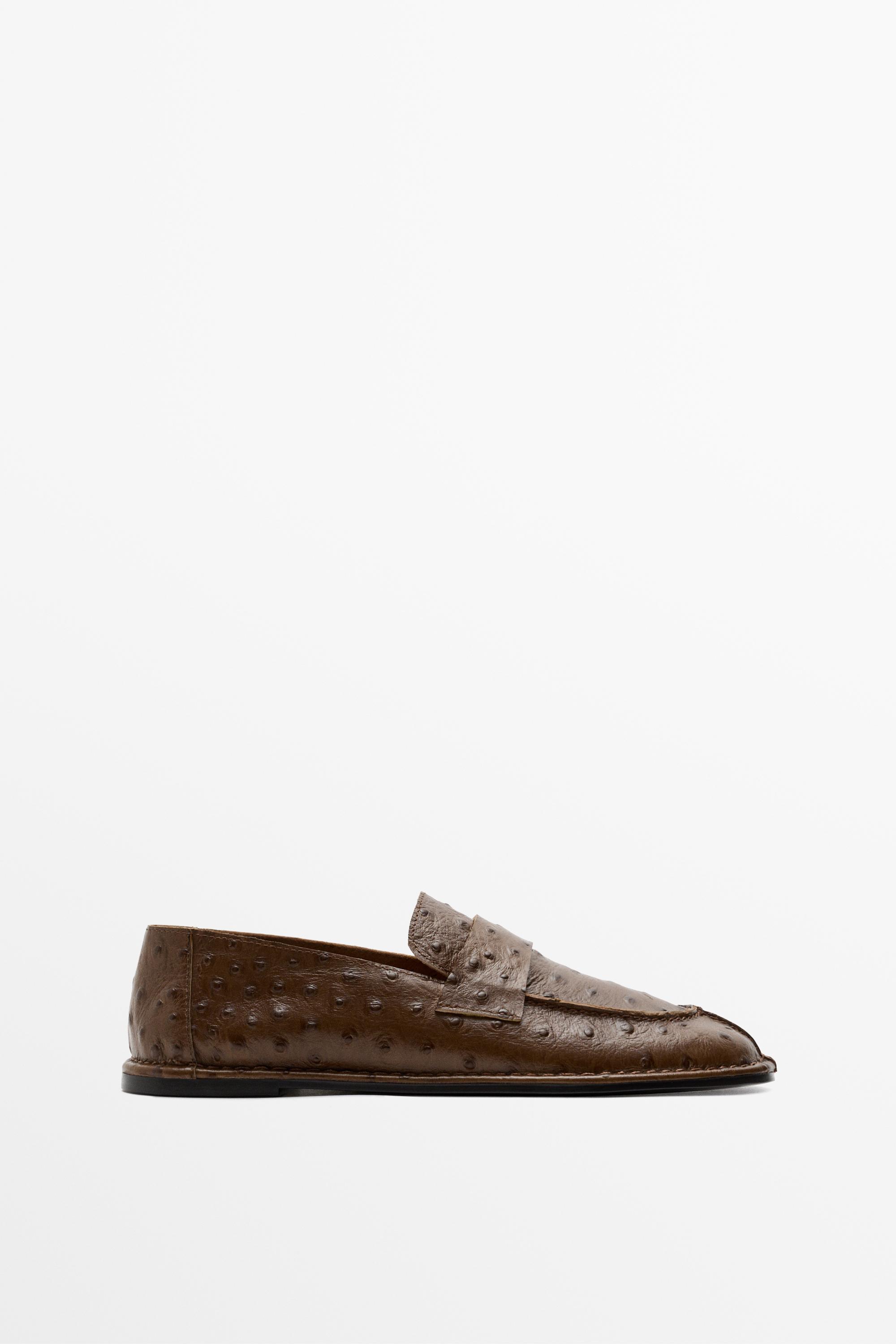 Embossed leather loafer Tan