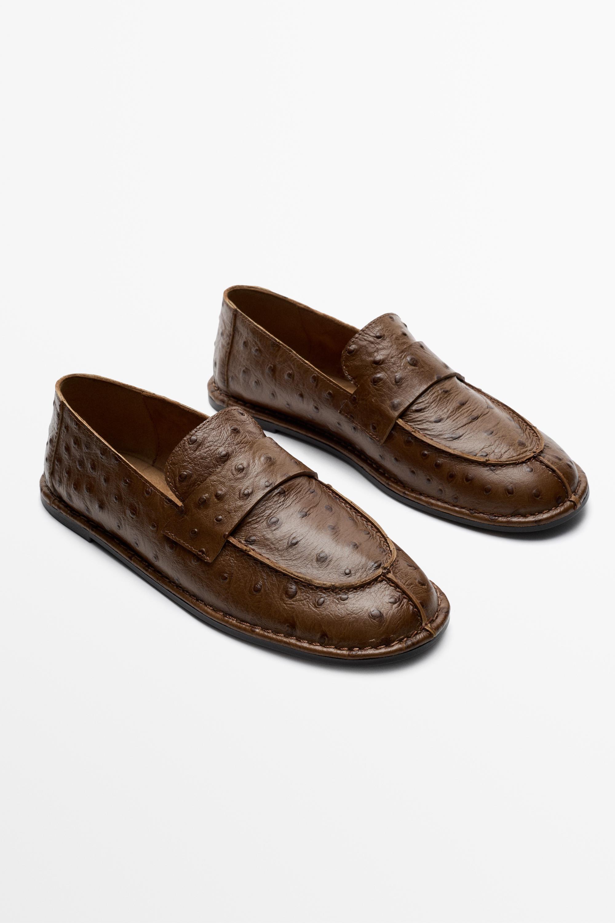 Embossed leather loafer Tan