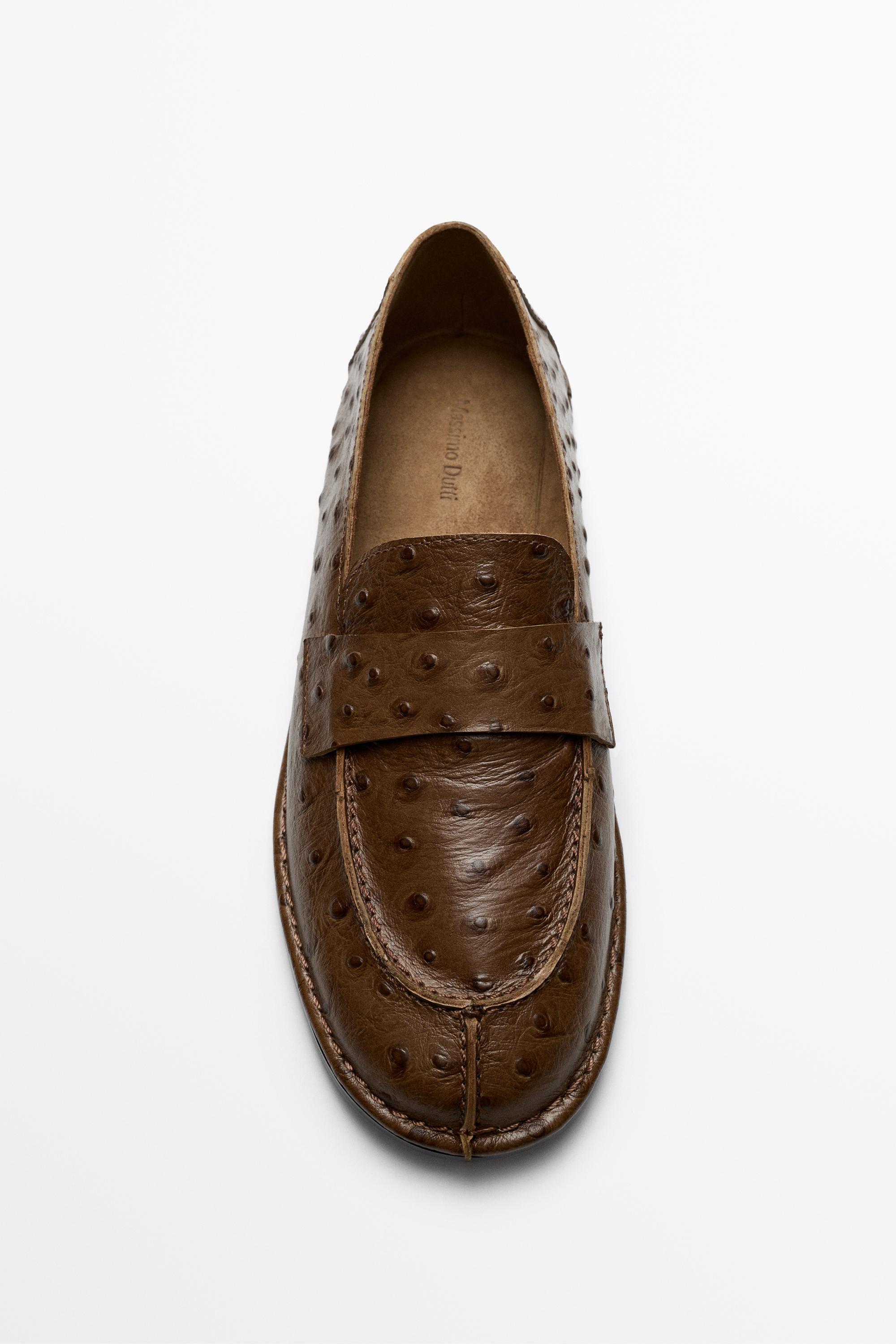 Embossed leather loafer Tan