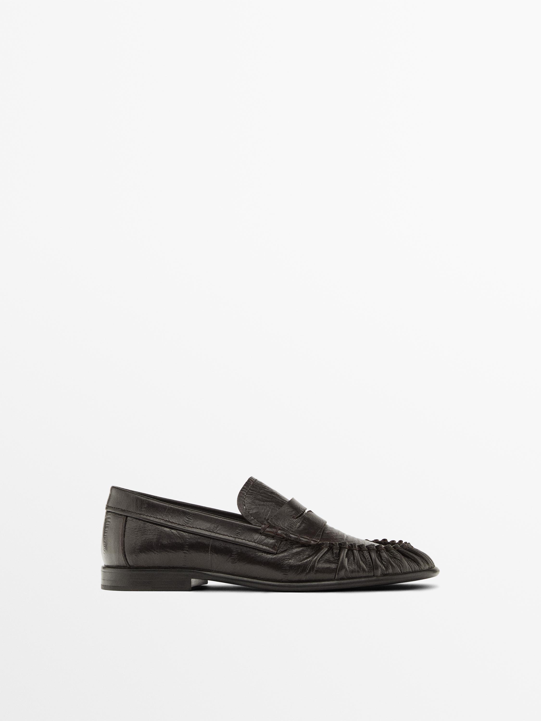 Embossed leather loafers Brown