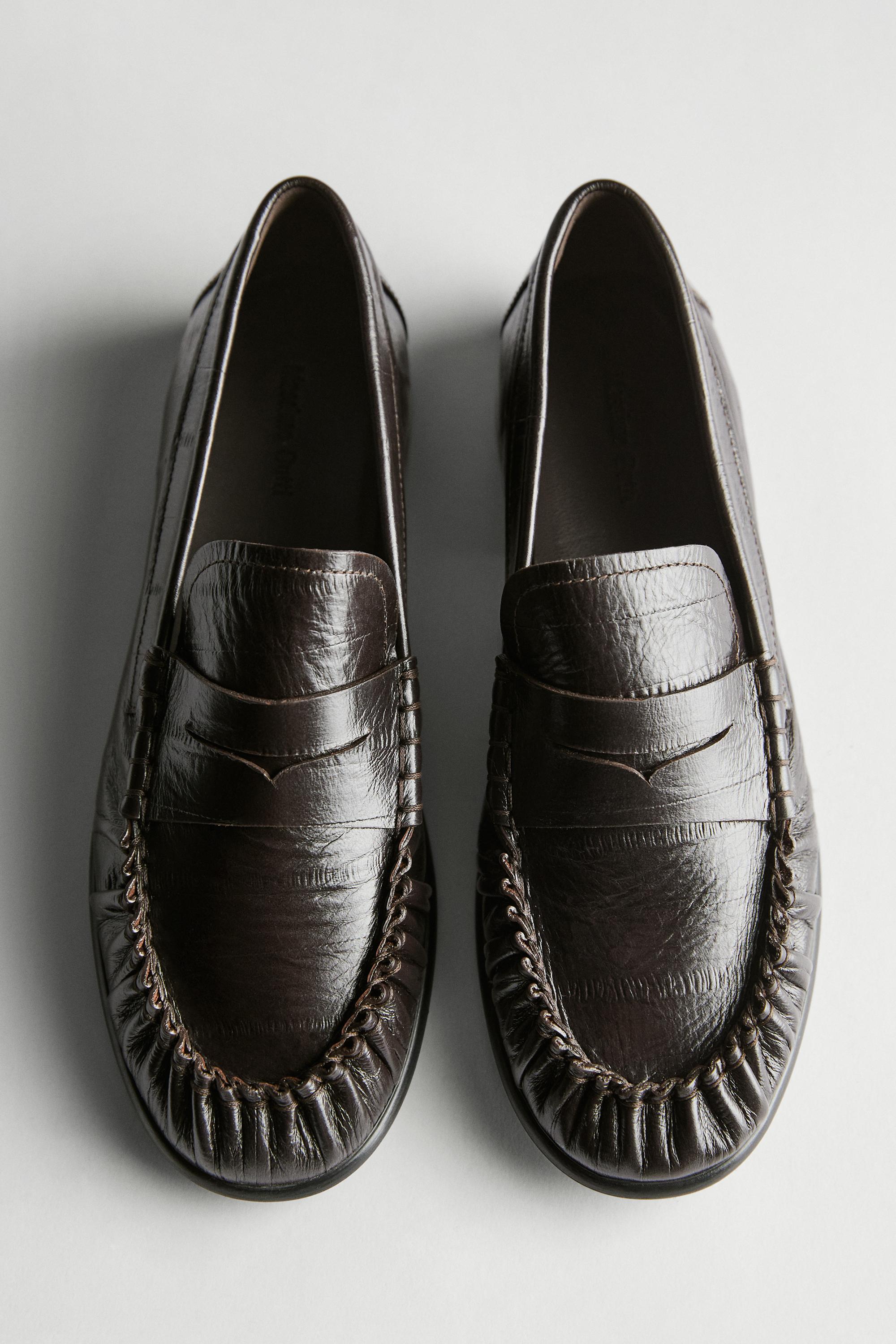 Embossed leather loafers Brown