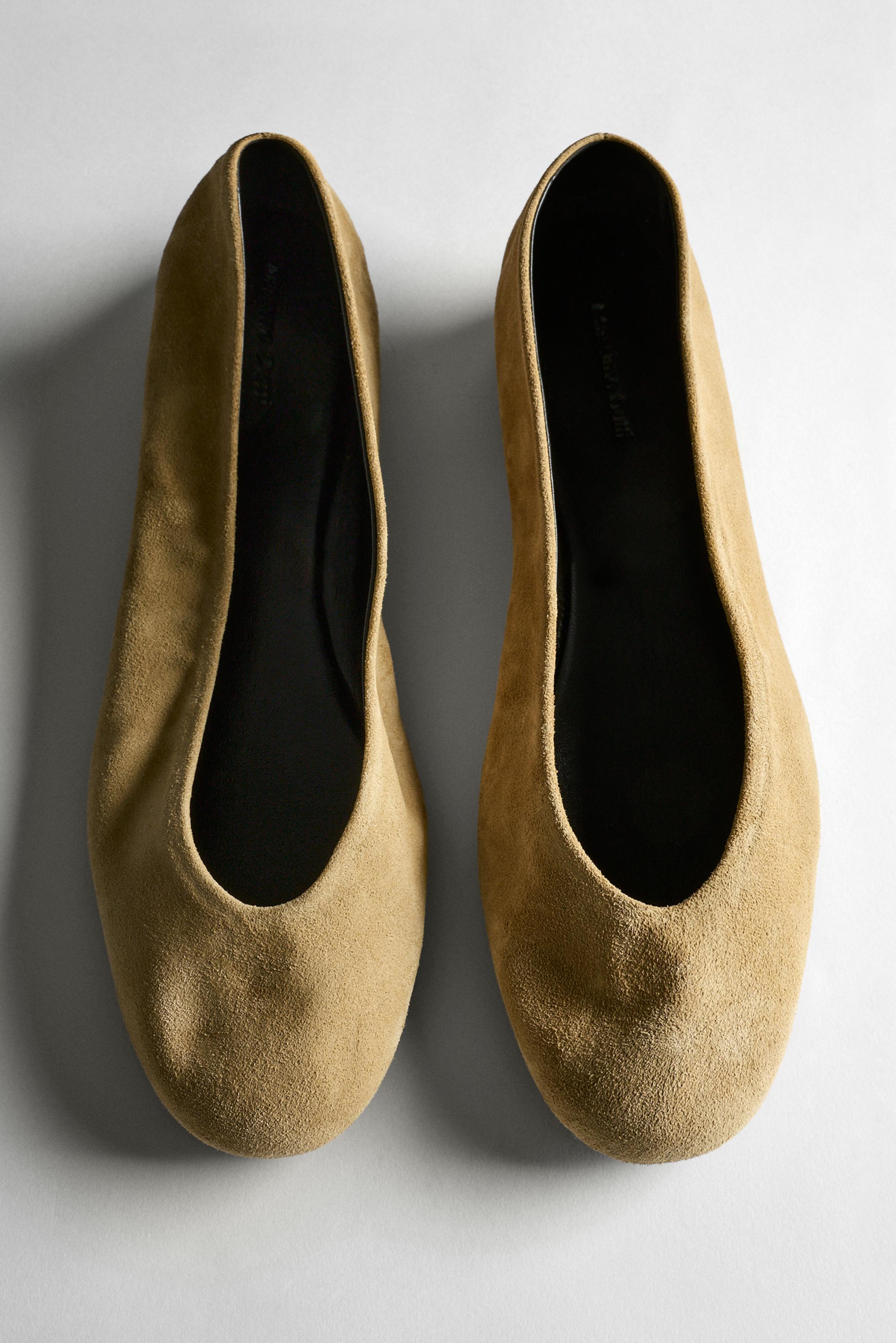 Split leather ballet flats Mustard