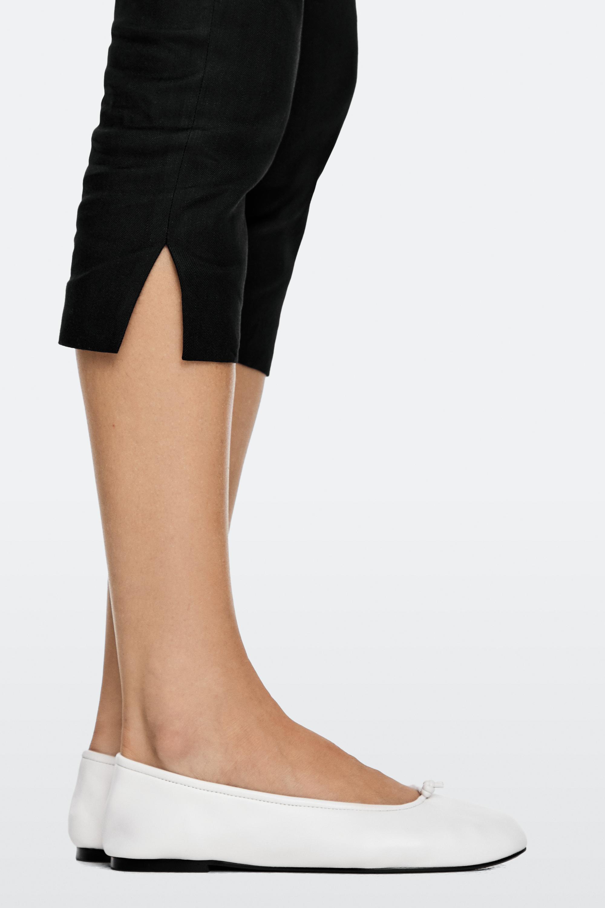 Leather knot ballet flat White