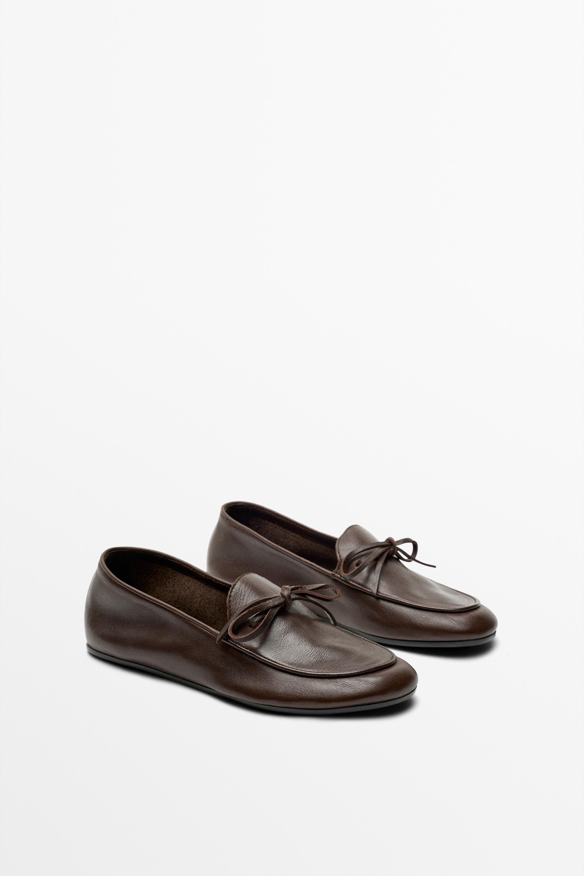 Soft leather bow loafer Brown