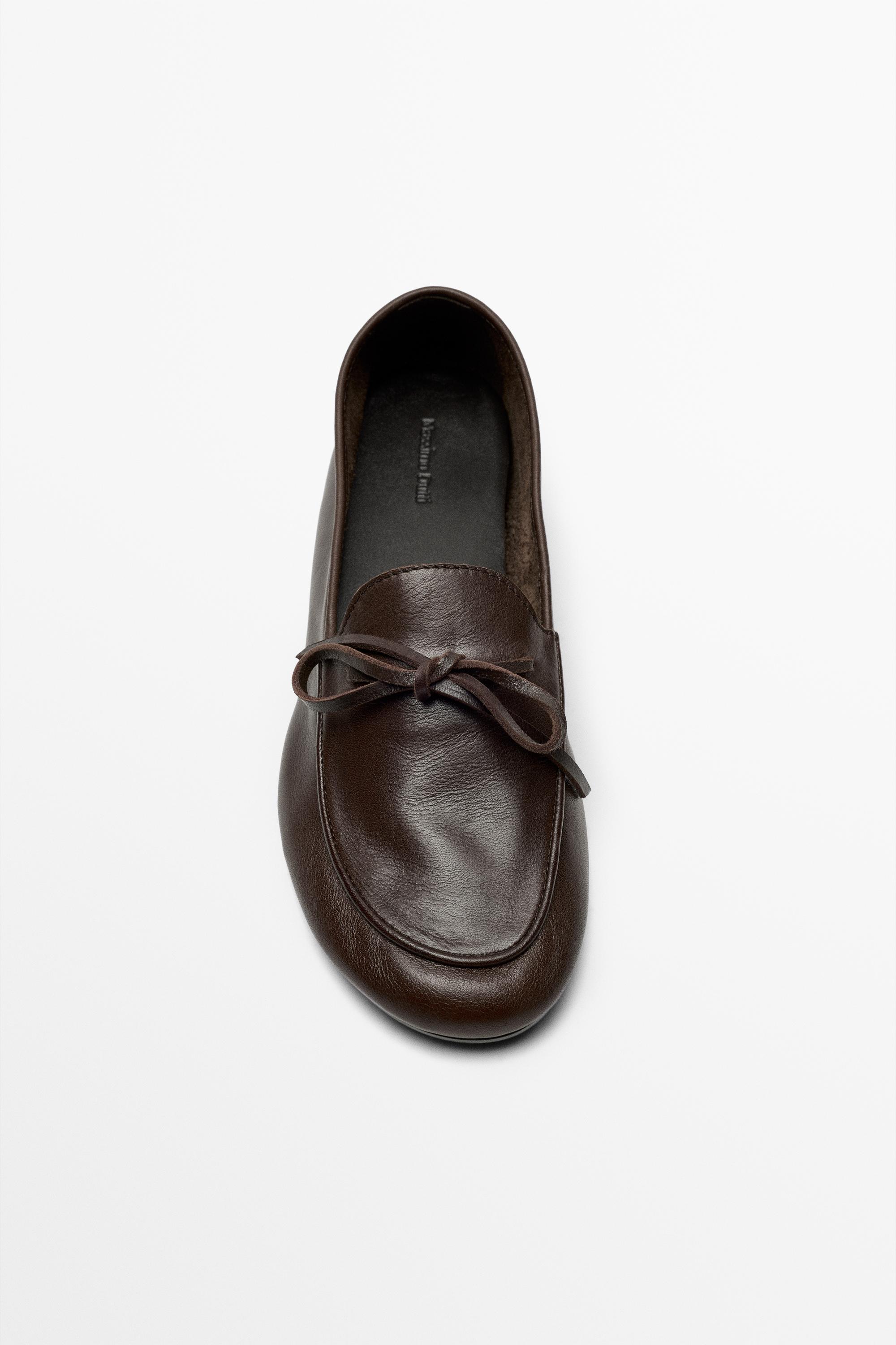 Soft leather bow loafer Brown
