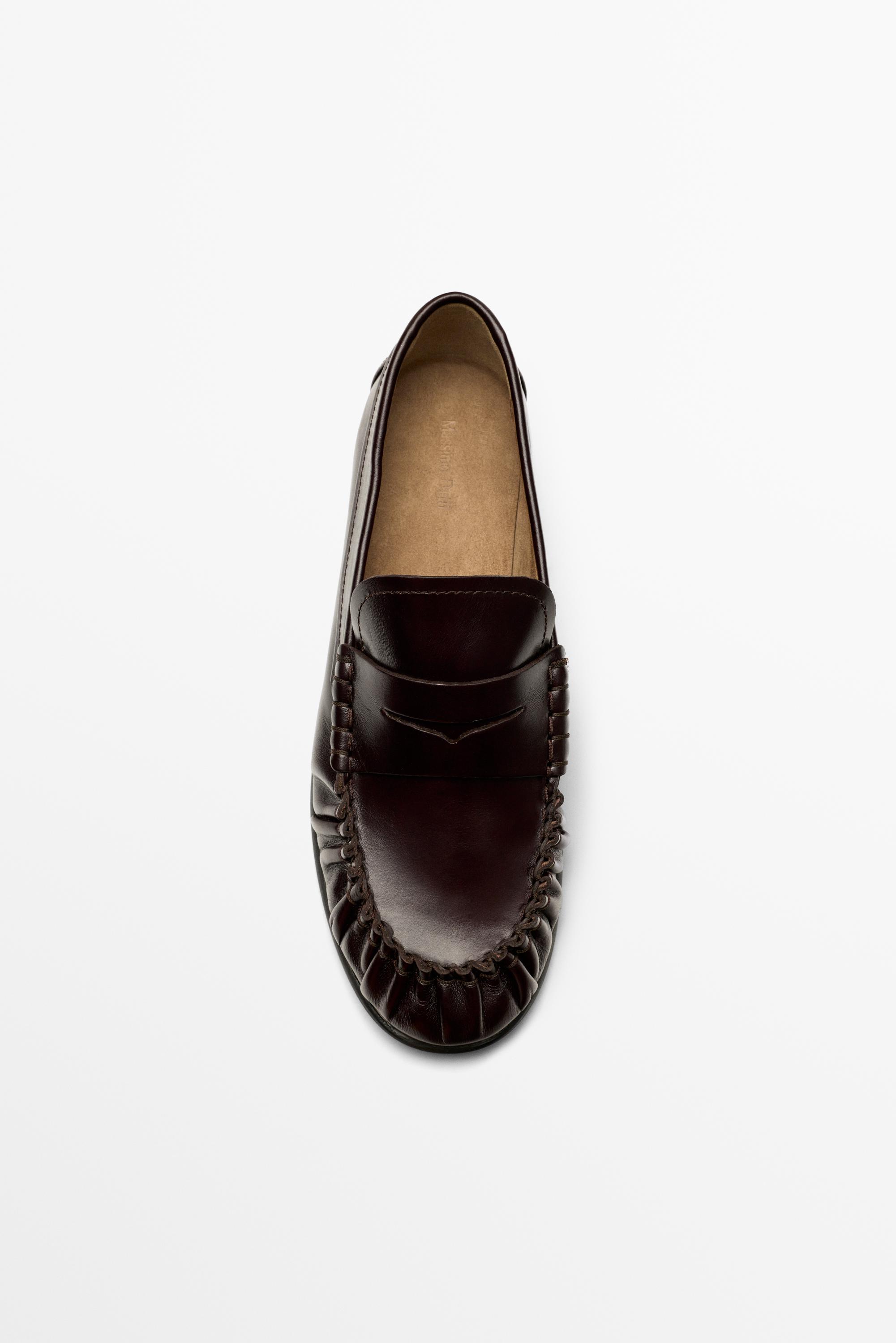 Shirred Leather Loafer Brown