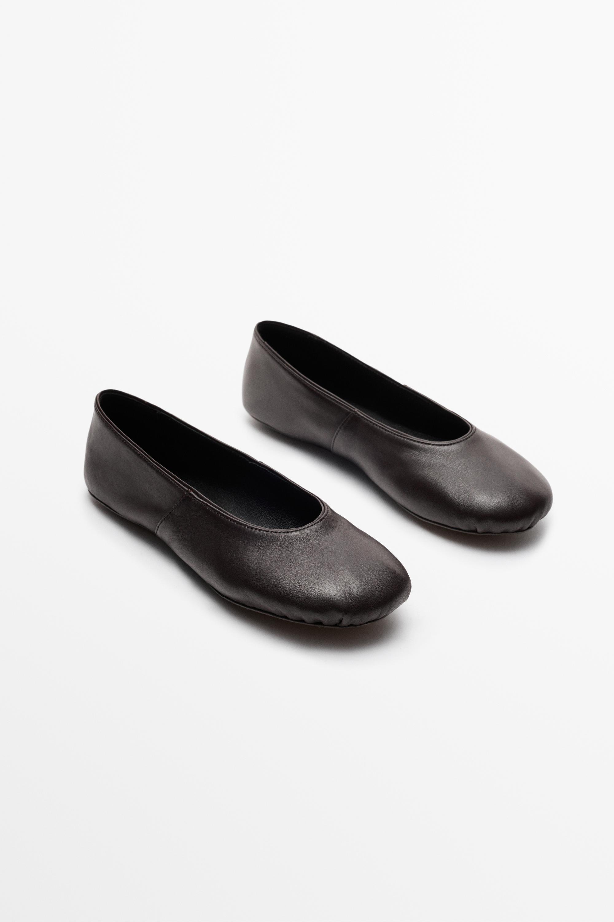 Soft leather ballet flat Brown