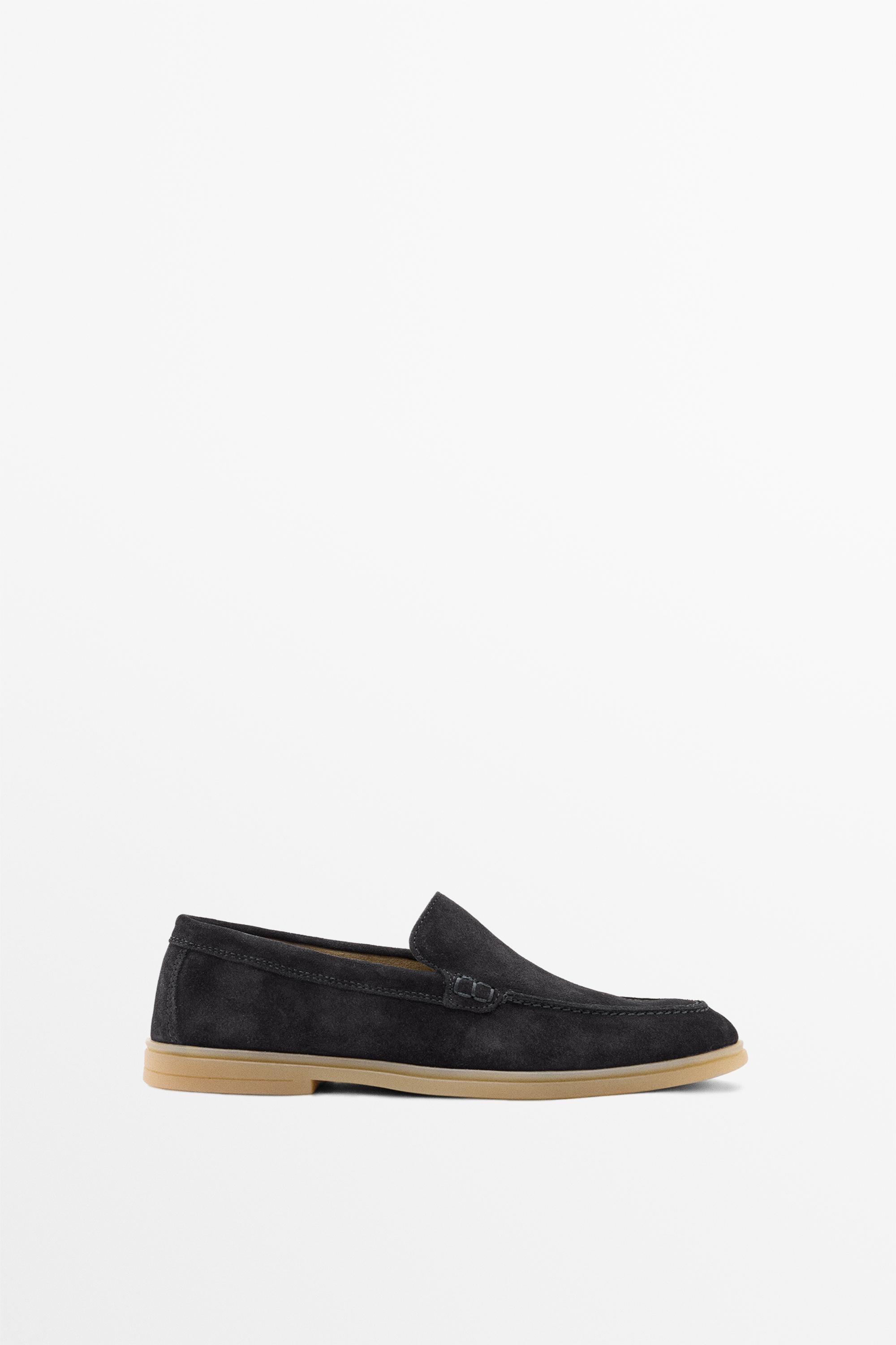 Split leather loafers Blue