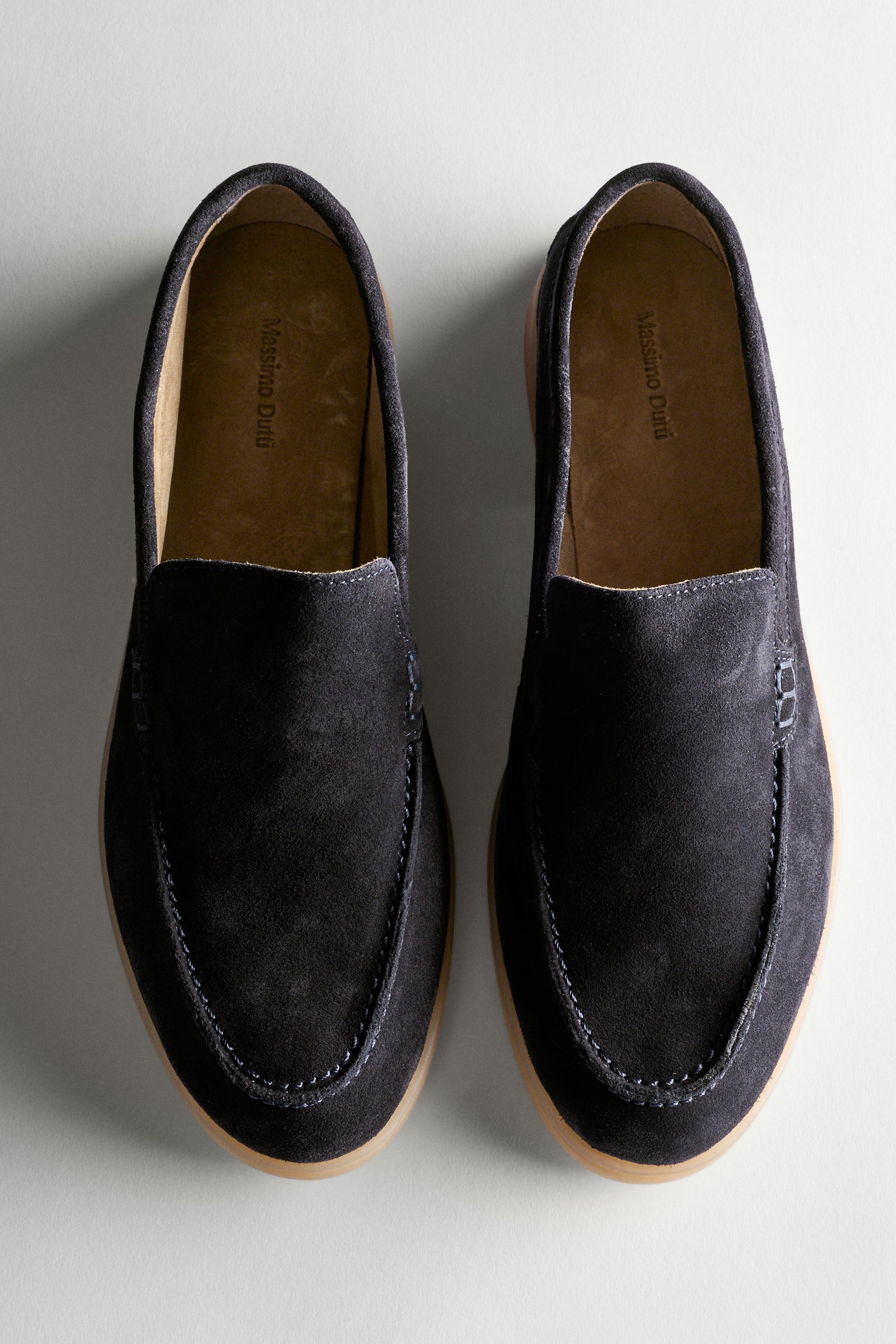 Split leather loafers Blue