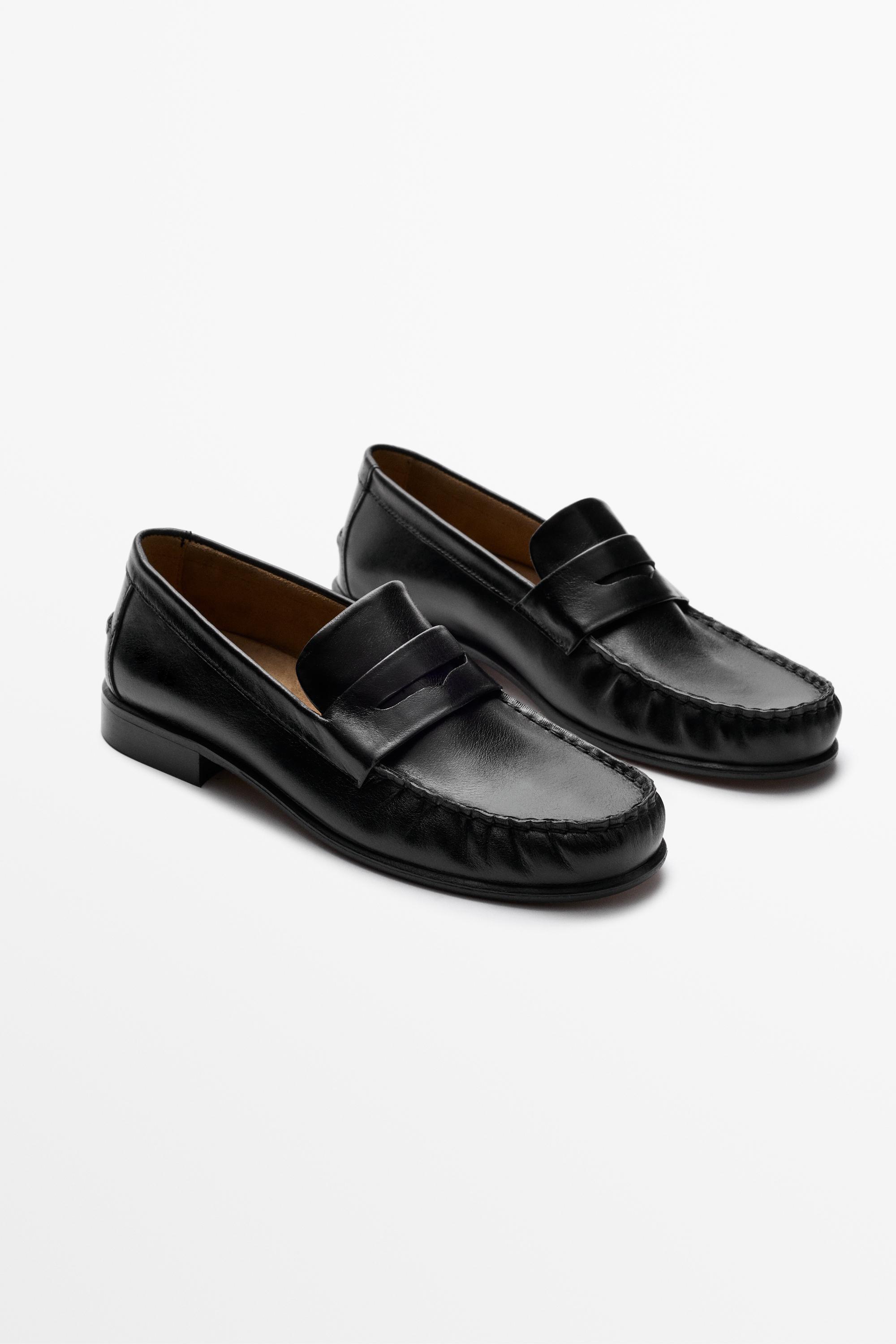 Leather penny loafer Black
