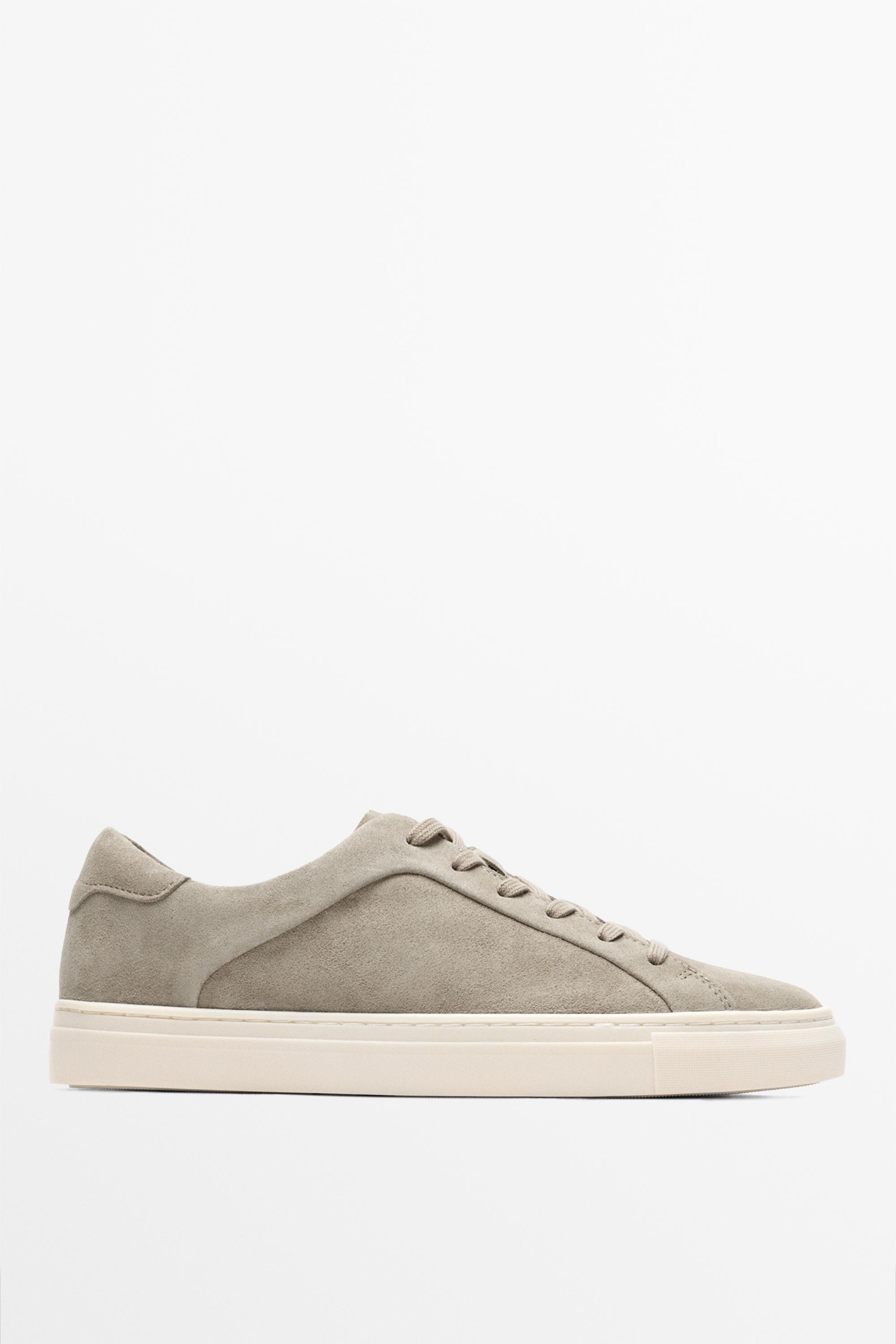 Leather trainers with lug sole Sand