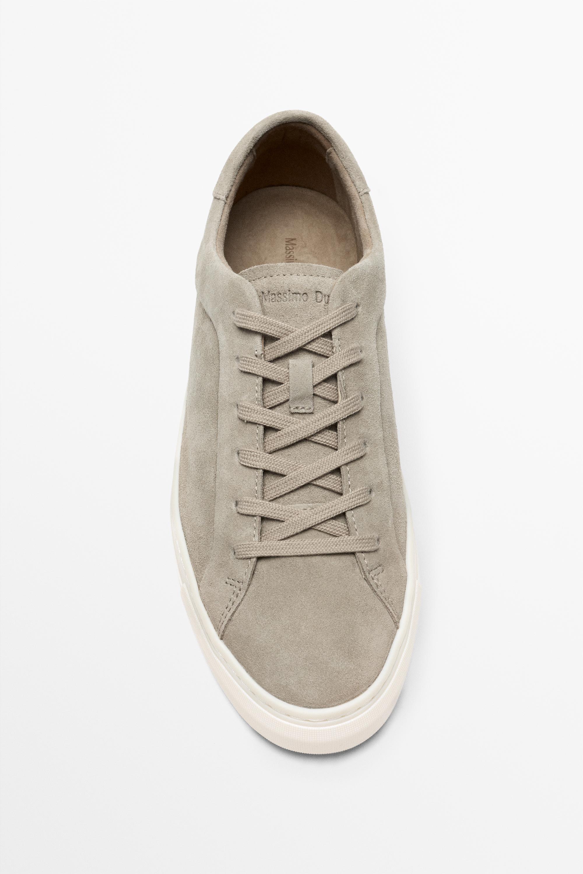 Leather trainers with lug sole Sand