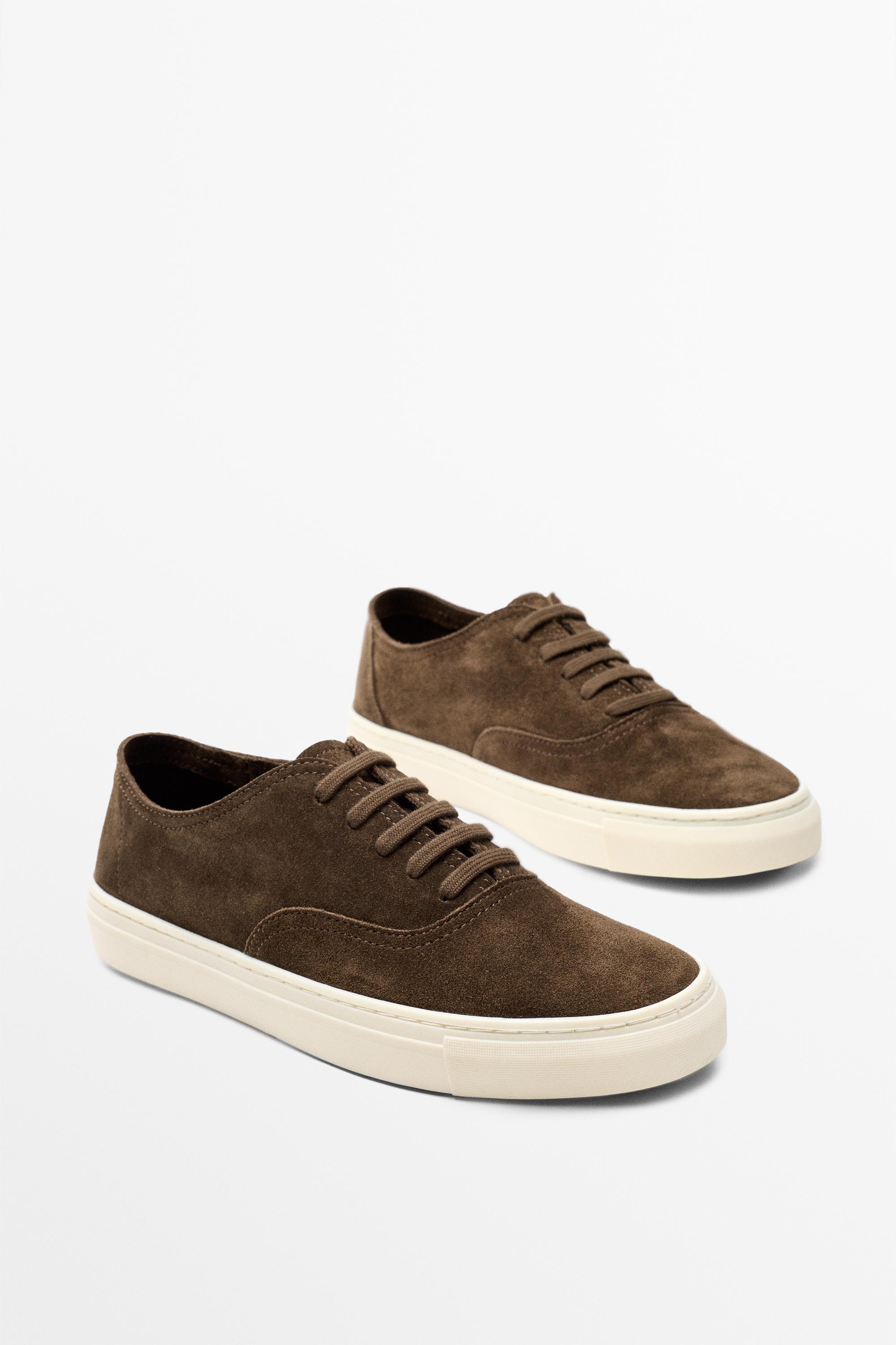 Soft split suede leather sneaker Brown