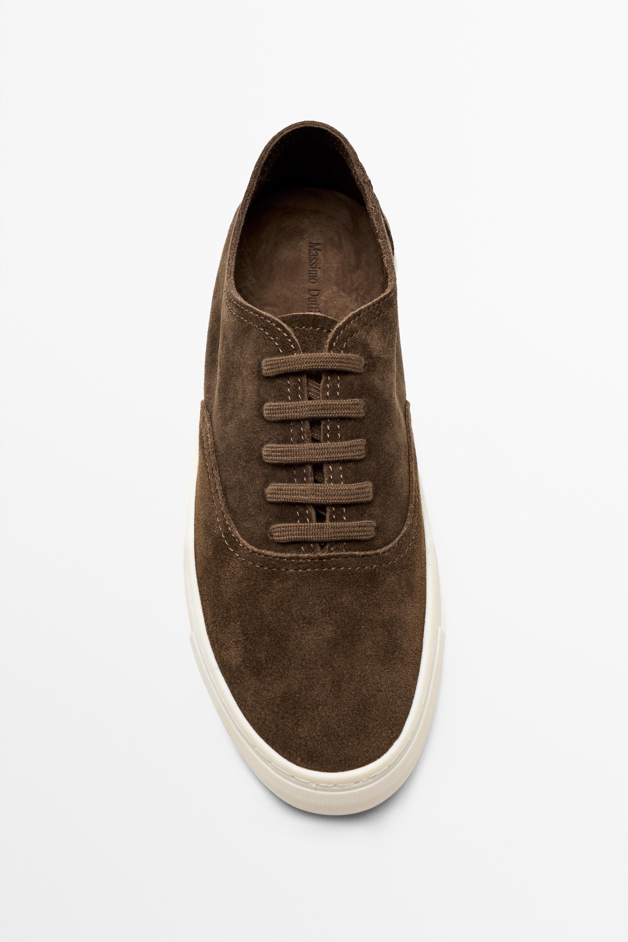 Soft split suede leather sneaker Brown