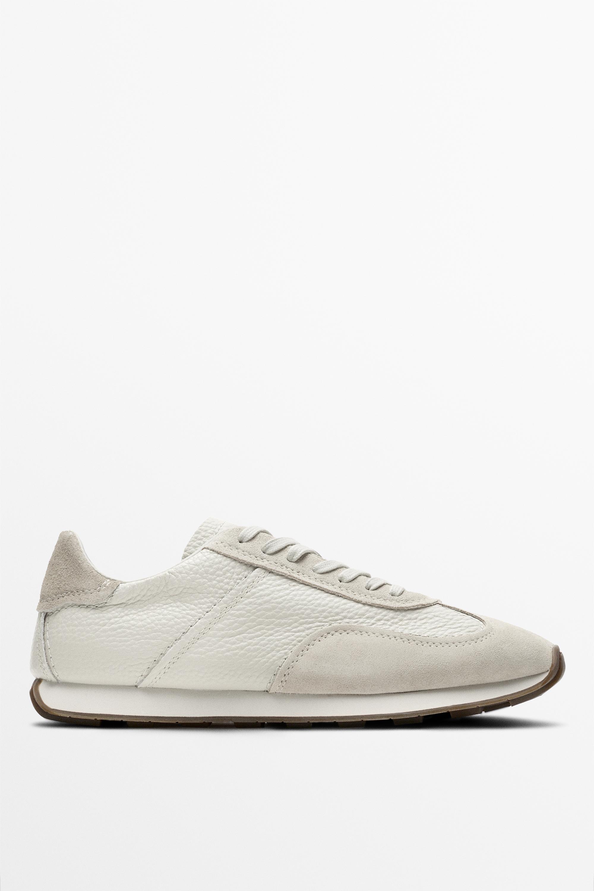 Milled nappa leather sneaker White
