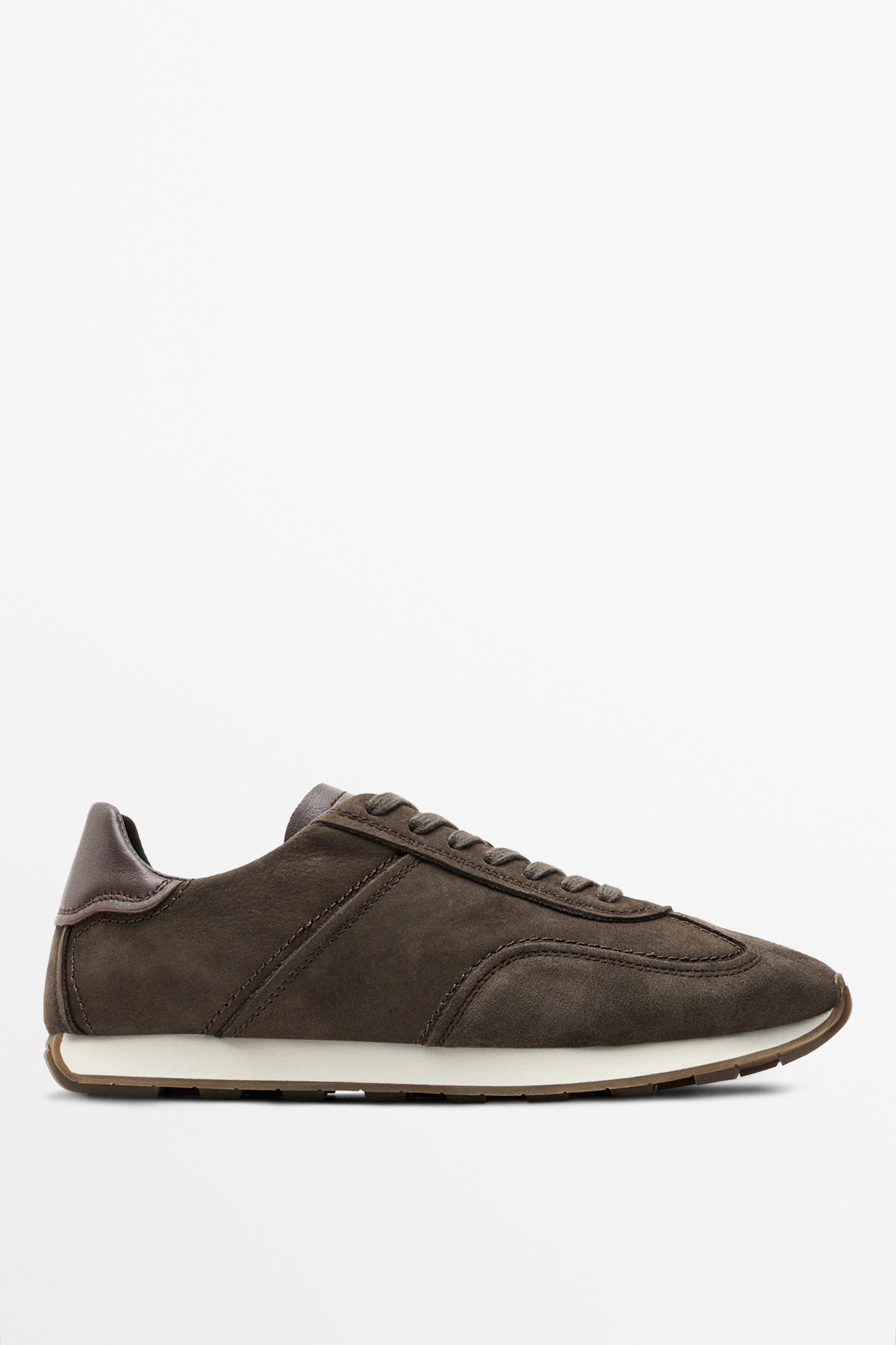 Milled nappa leather sneaker Brown