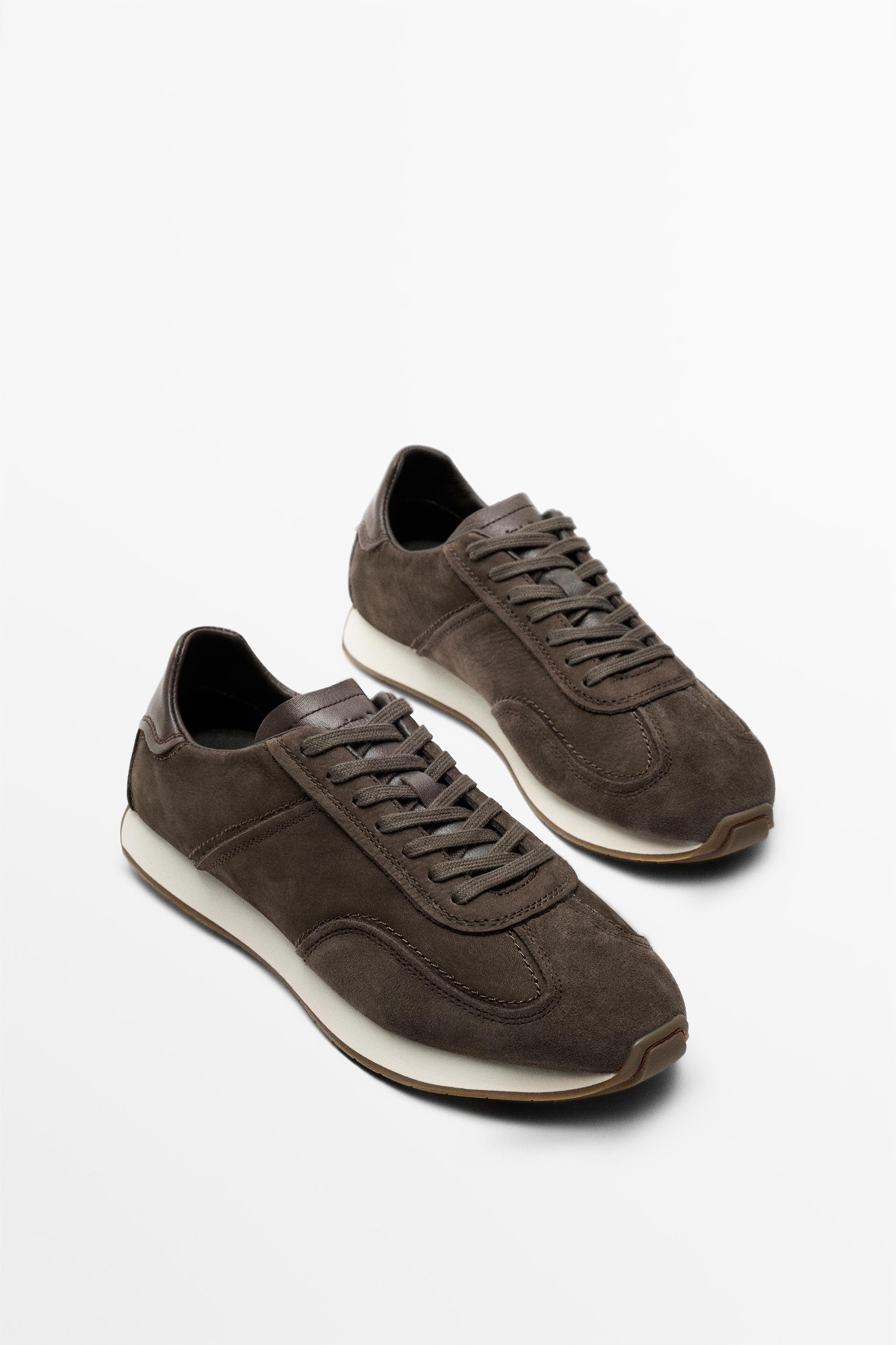 Milled nappa leather sneaker Brown