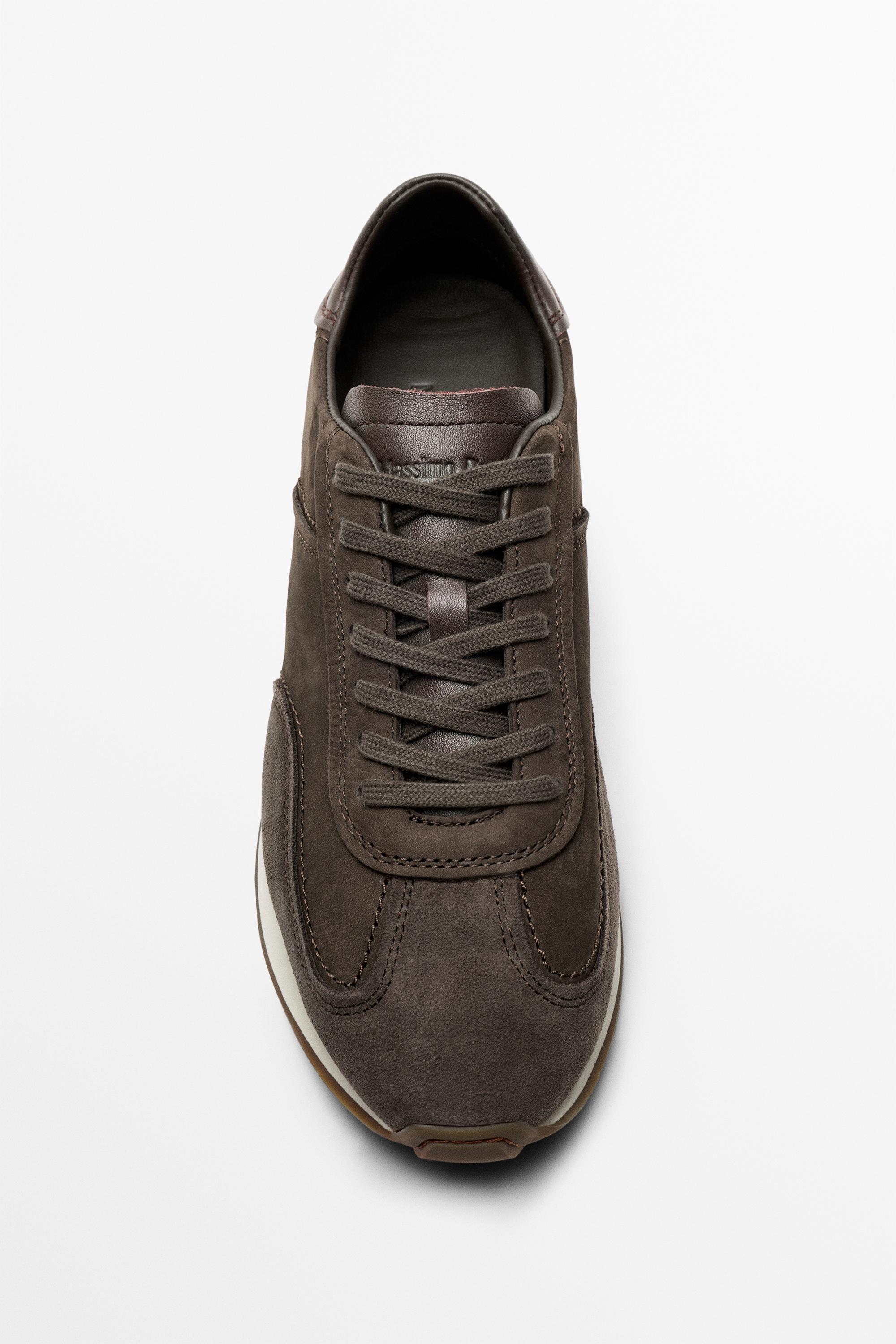 Milled nappa leather sneaker Brown