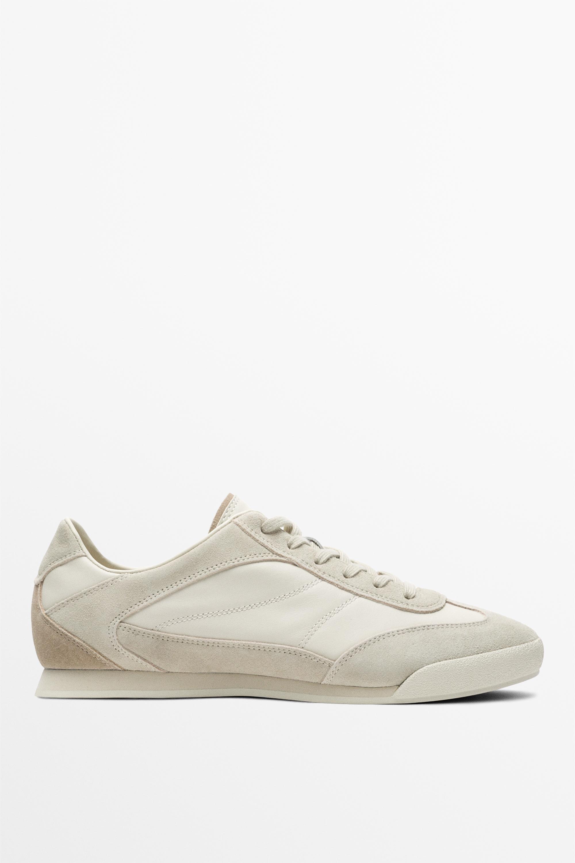 Contrast leather trainers White