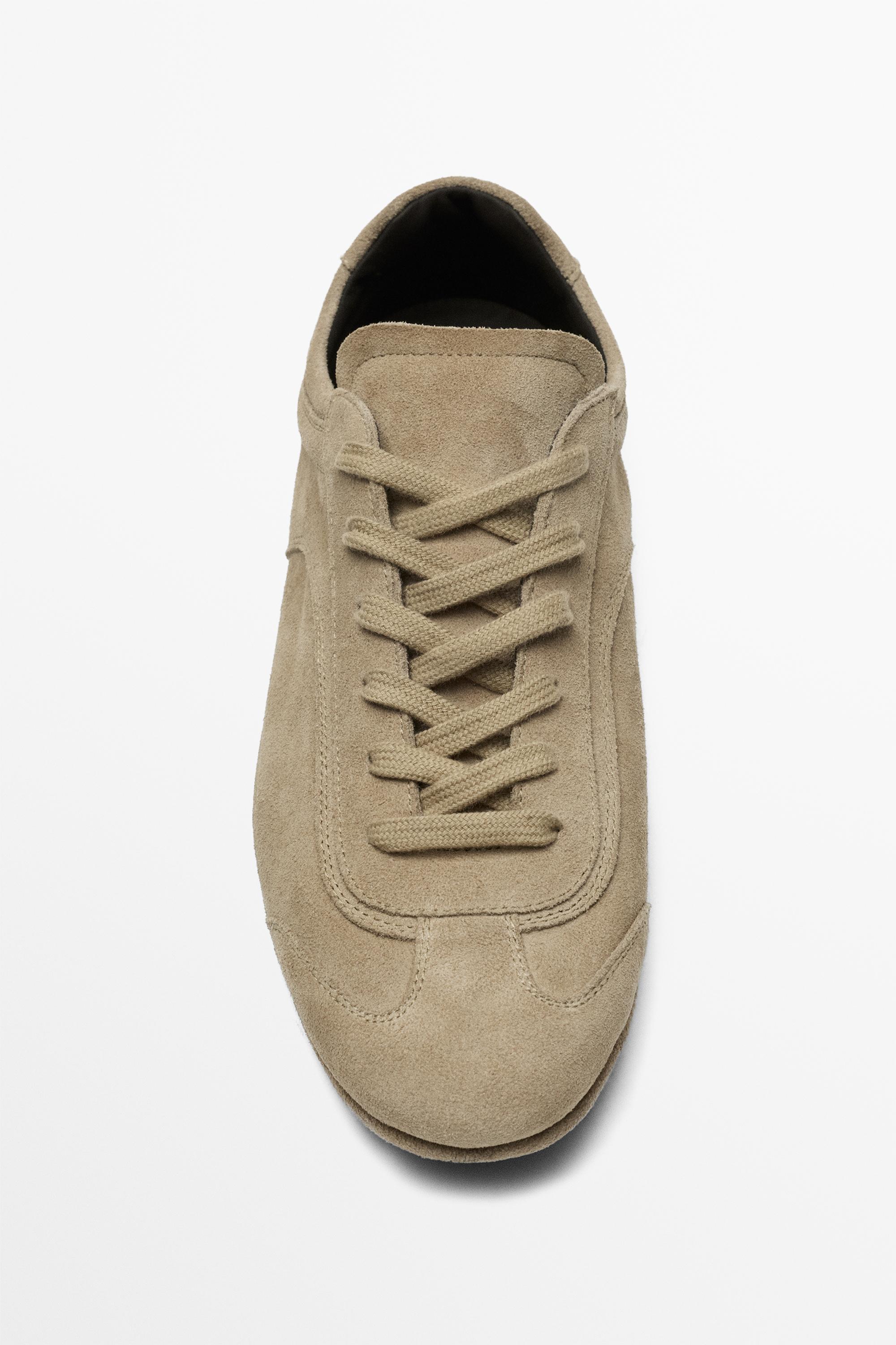 Split suede leather trainers Sand