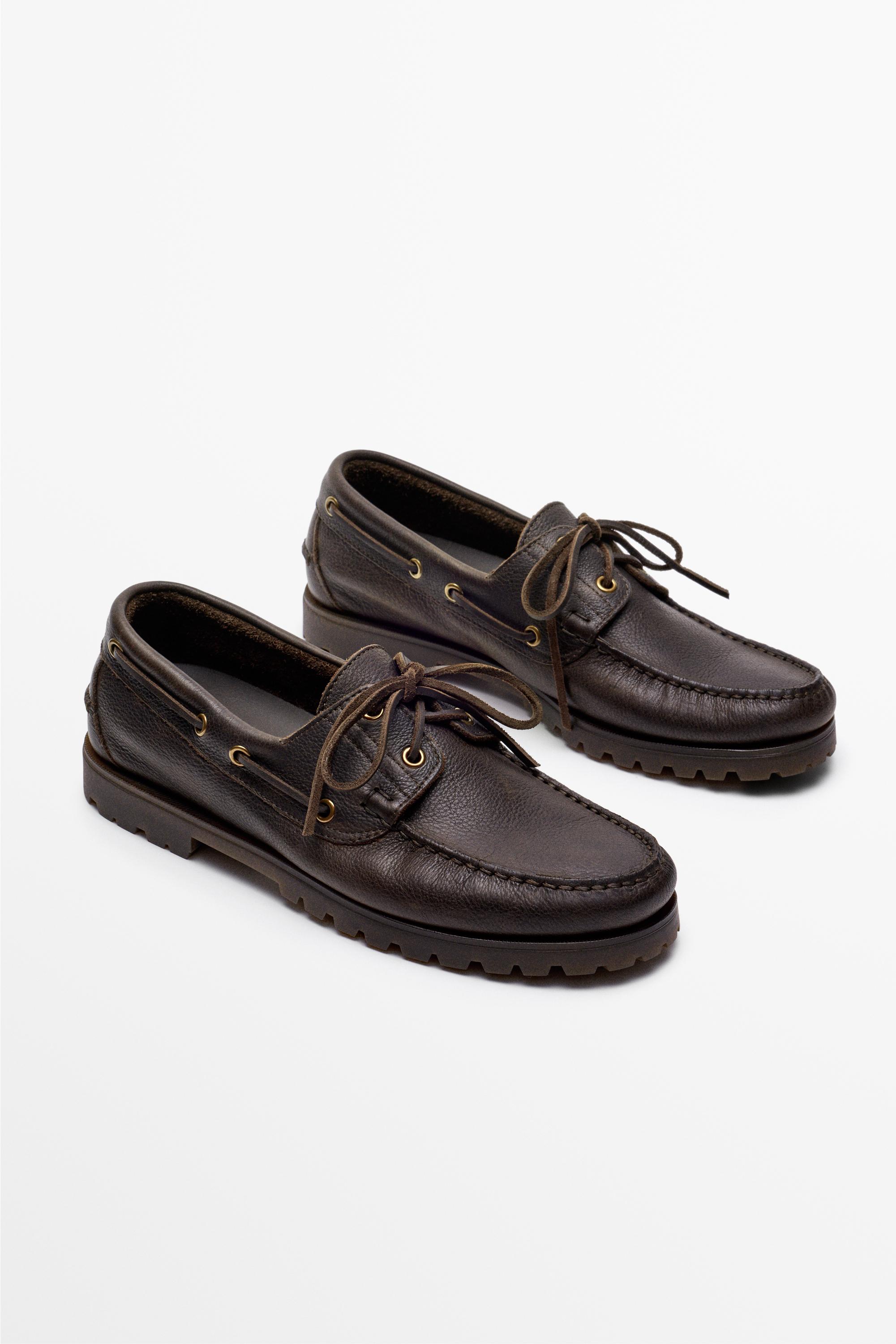 Nappa leather boat shoe Brown
