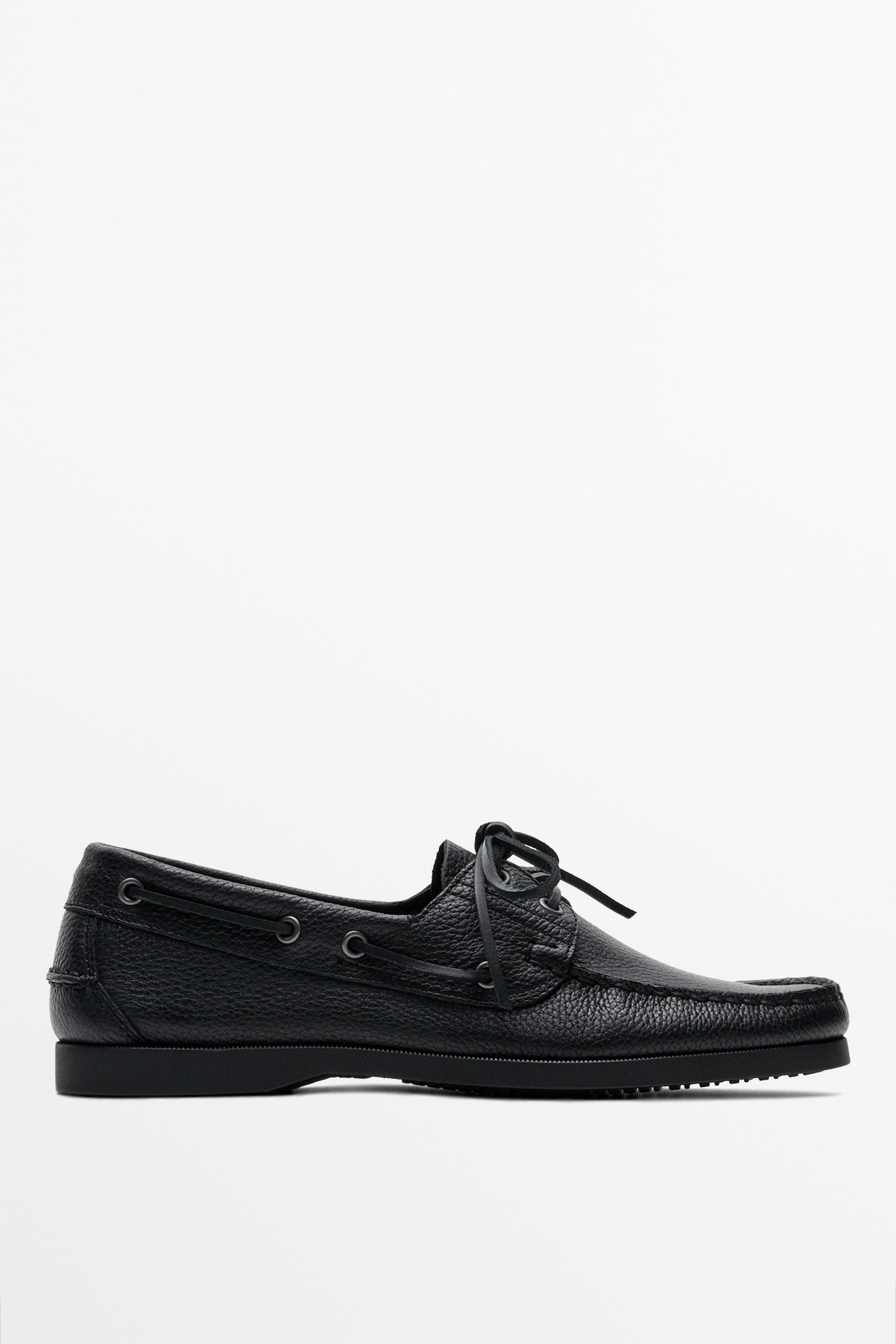Leather boat shoe Black