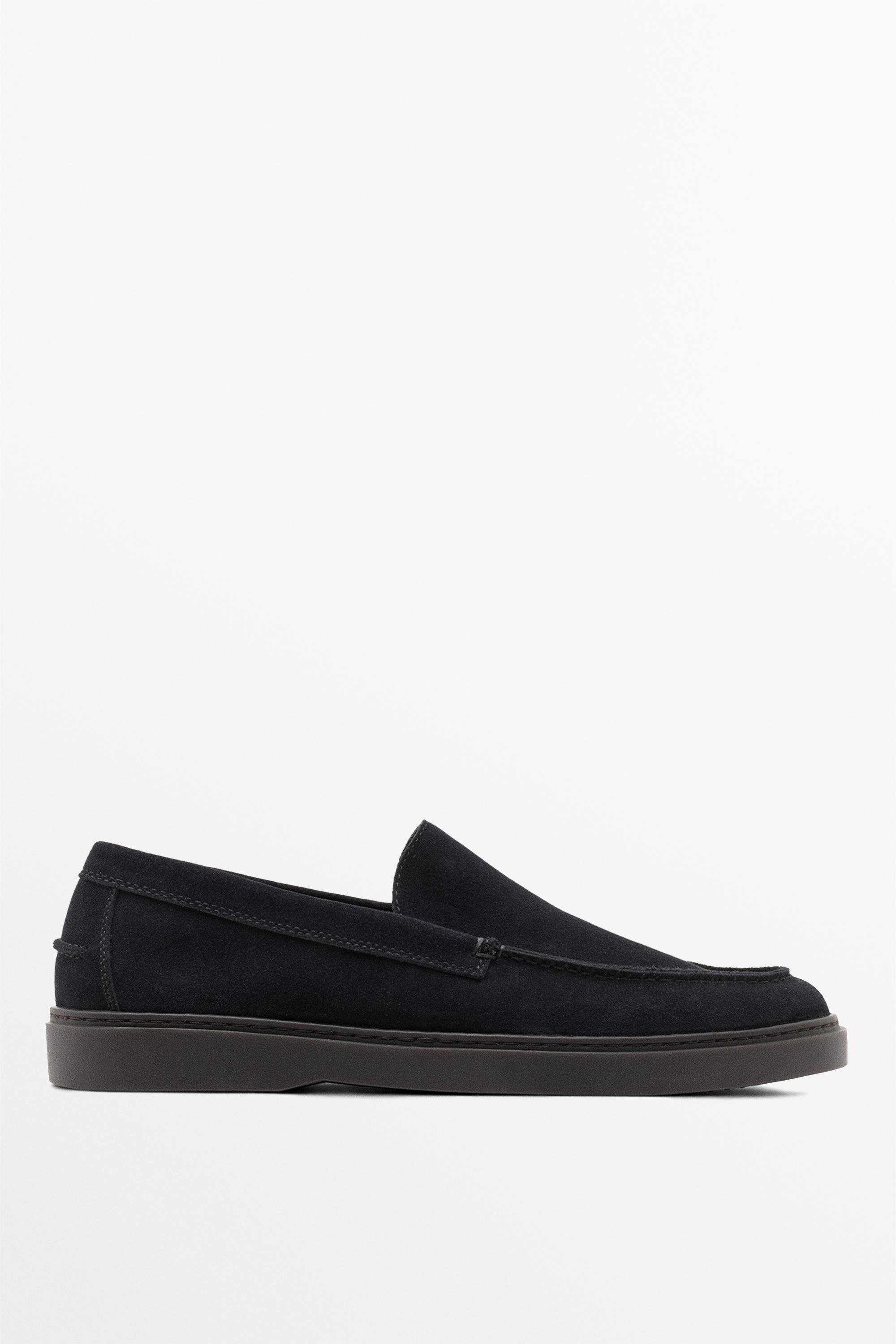 Split suede leather loafer Dark Blue