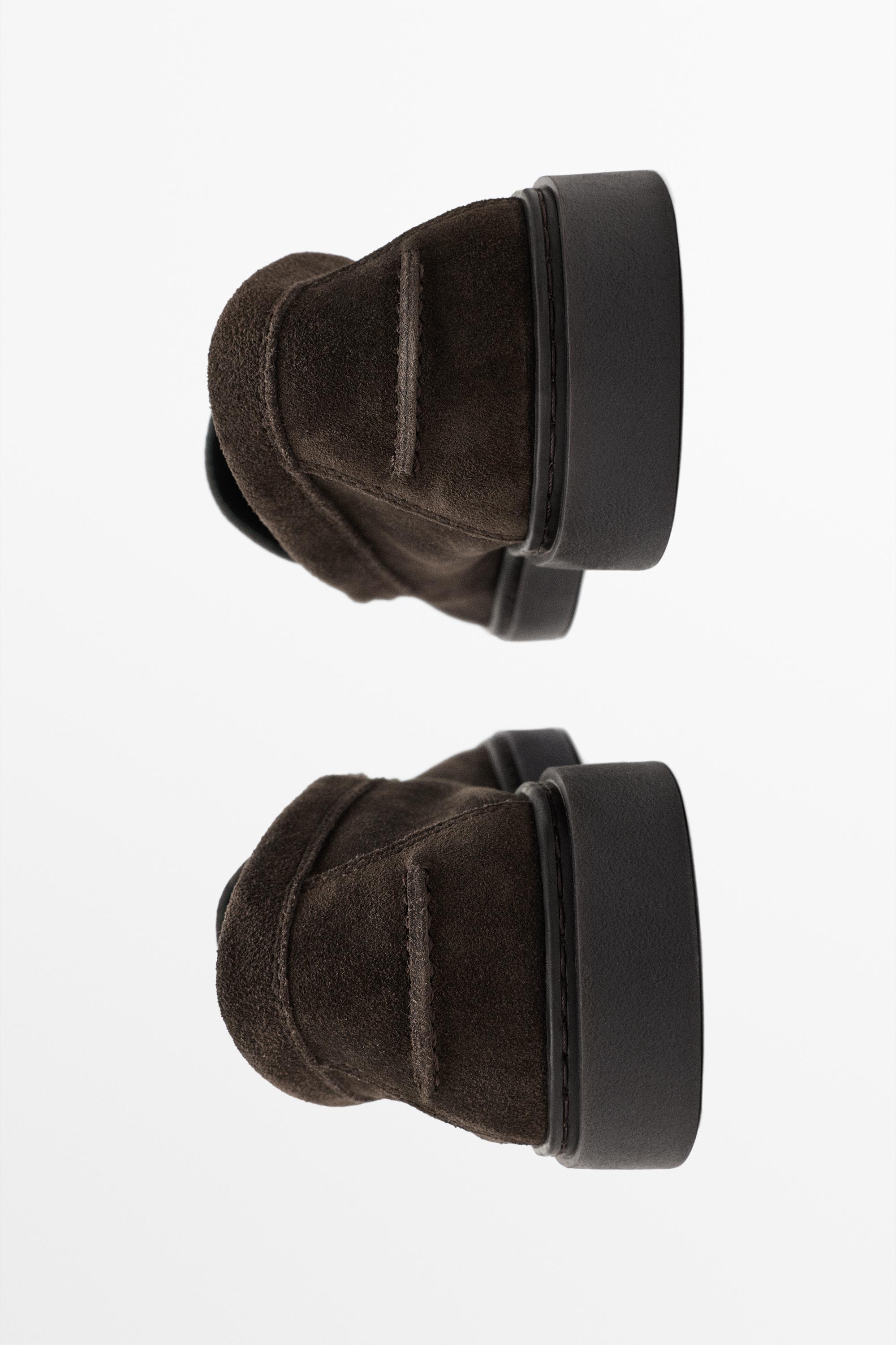 Split suede leather loafer Brown