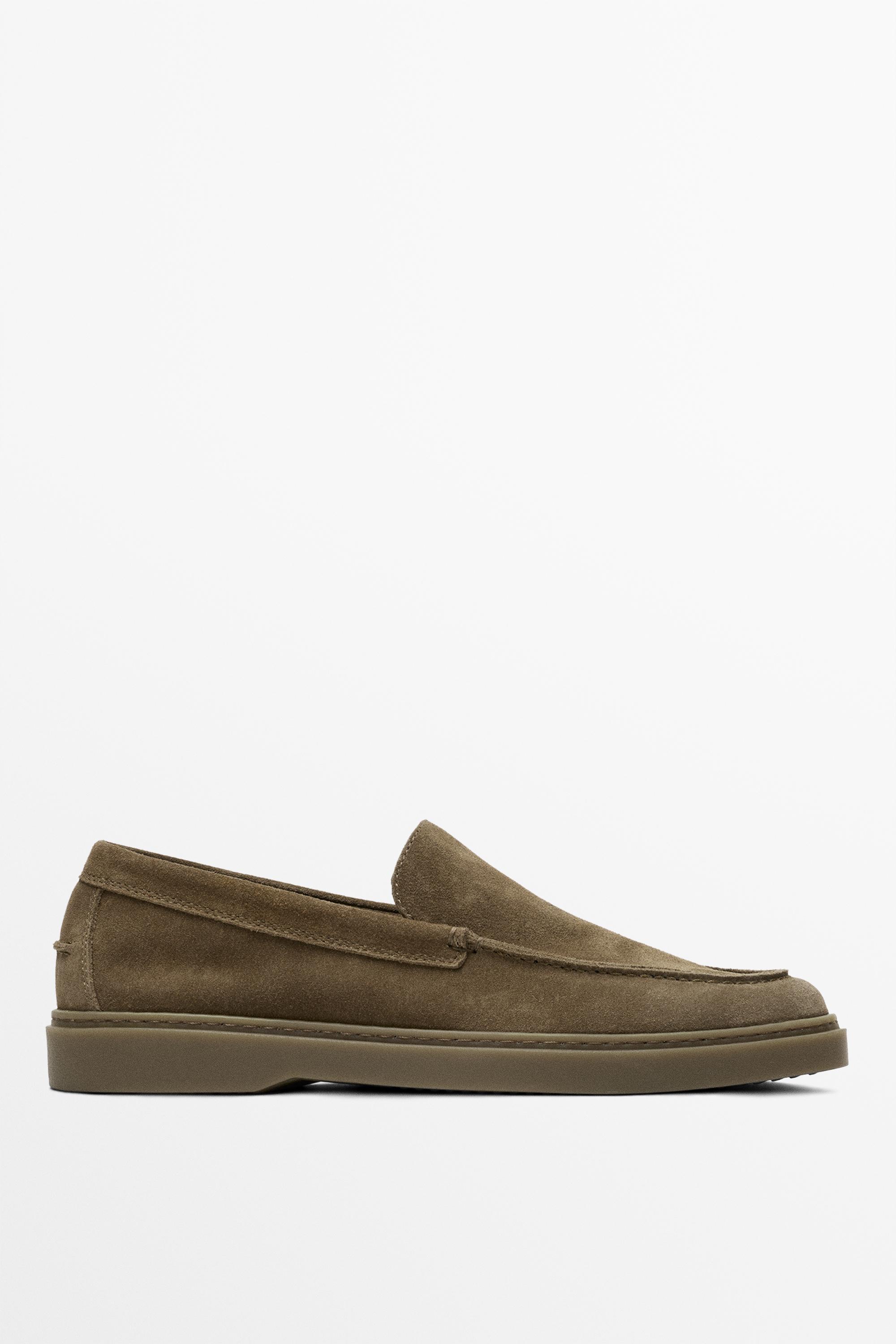 Split suede leather loafer Ochre
