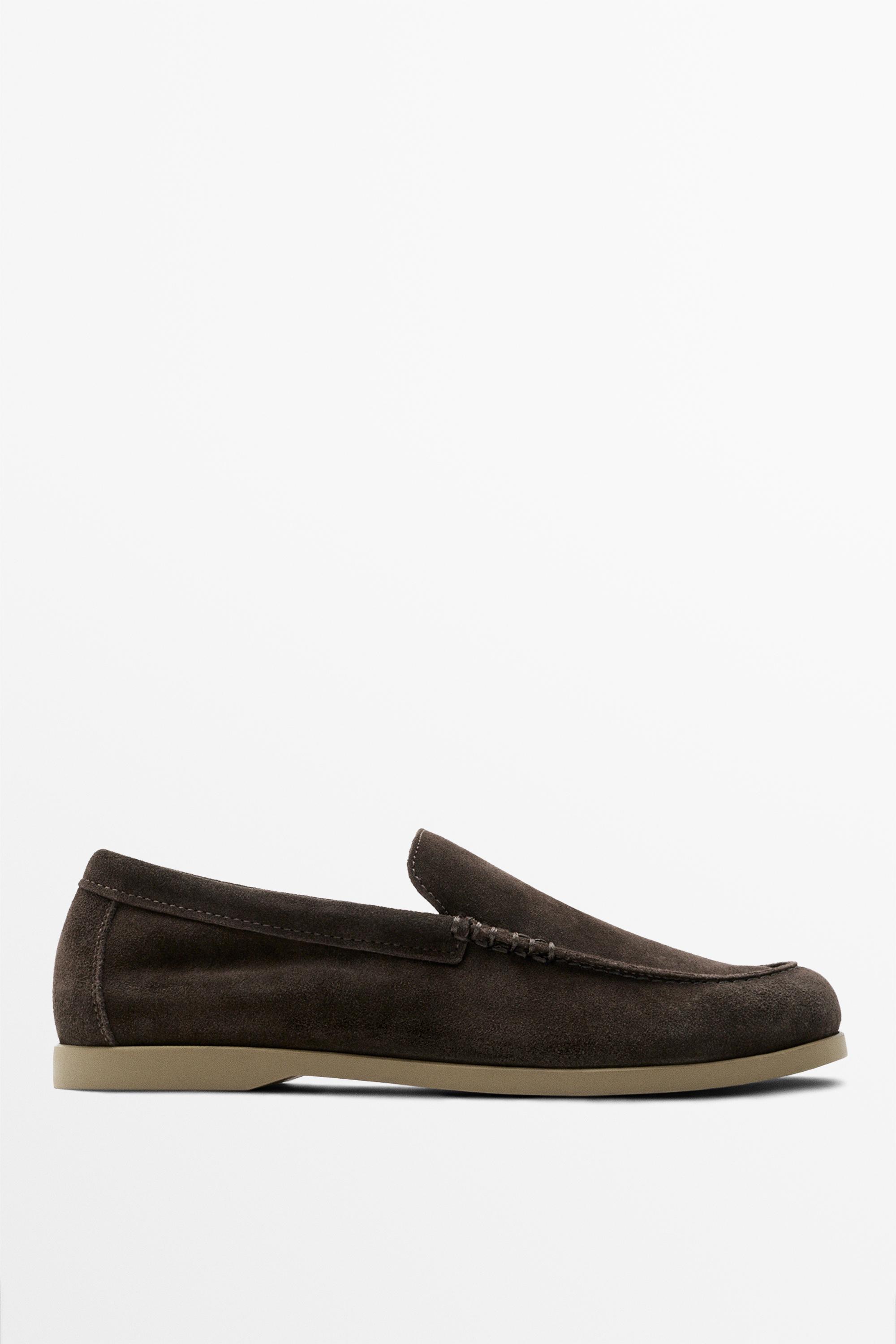 Soft split leather loafers Brown