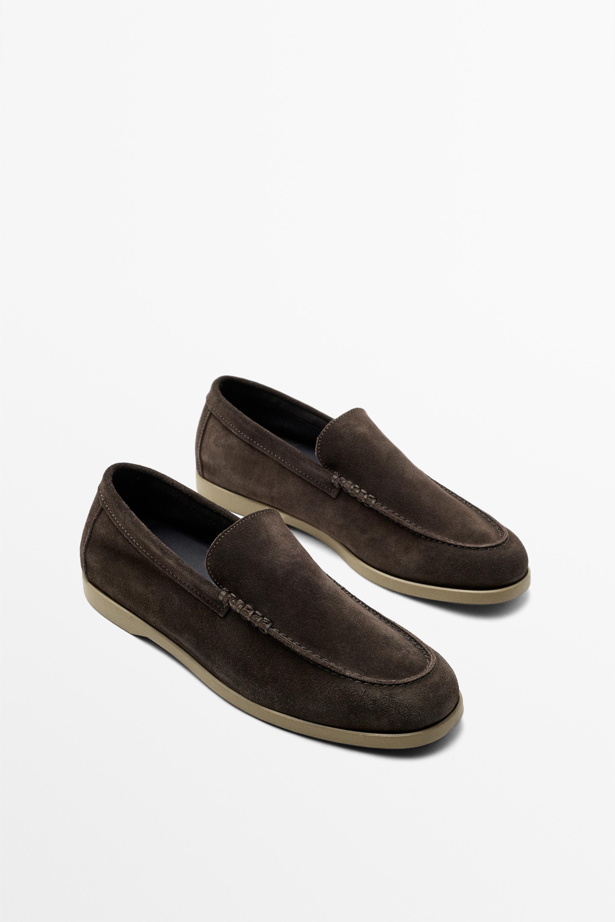 Soft split leather loafers Brown
