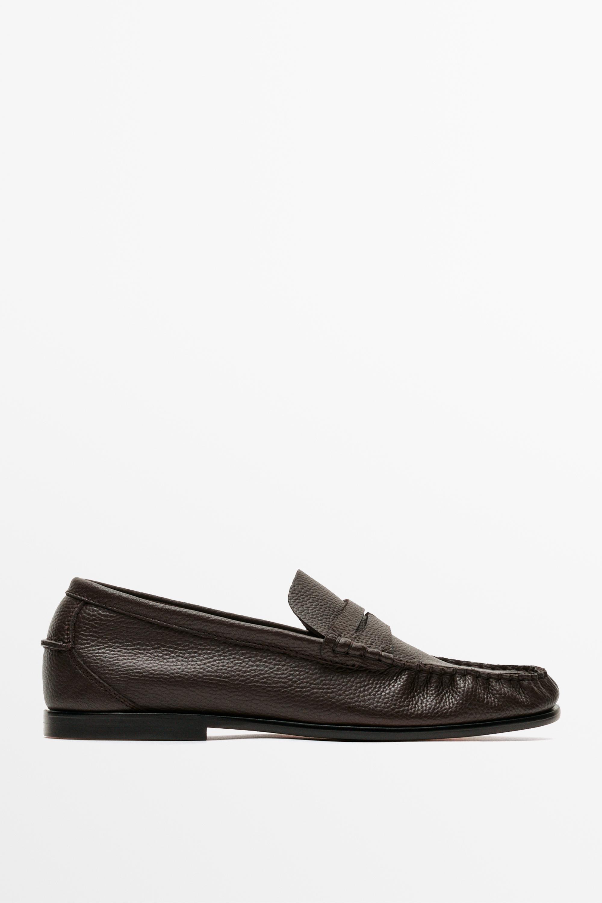 Soft leather shirred loafer Brown