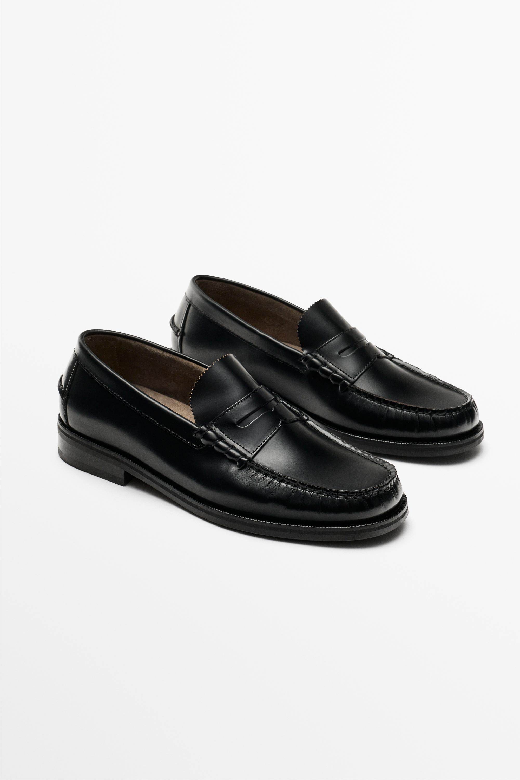 Leather penny loafer Black