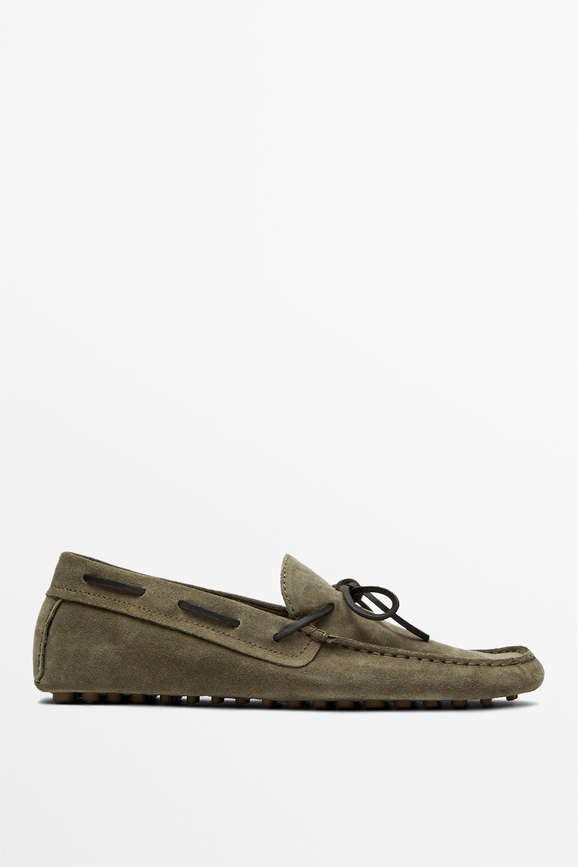 Soft leather loafers with tie Bottle