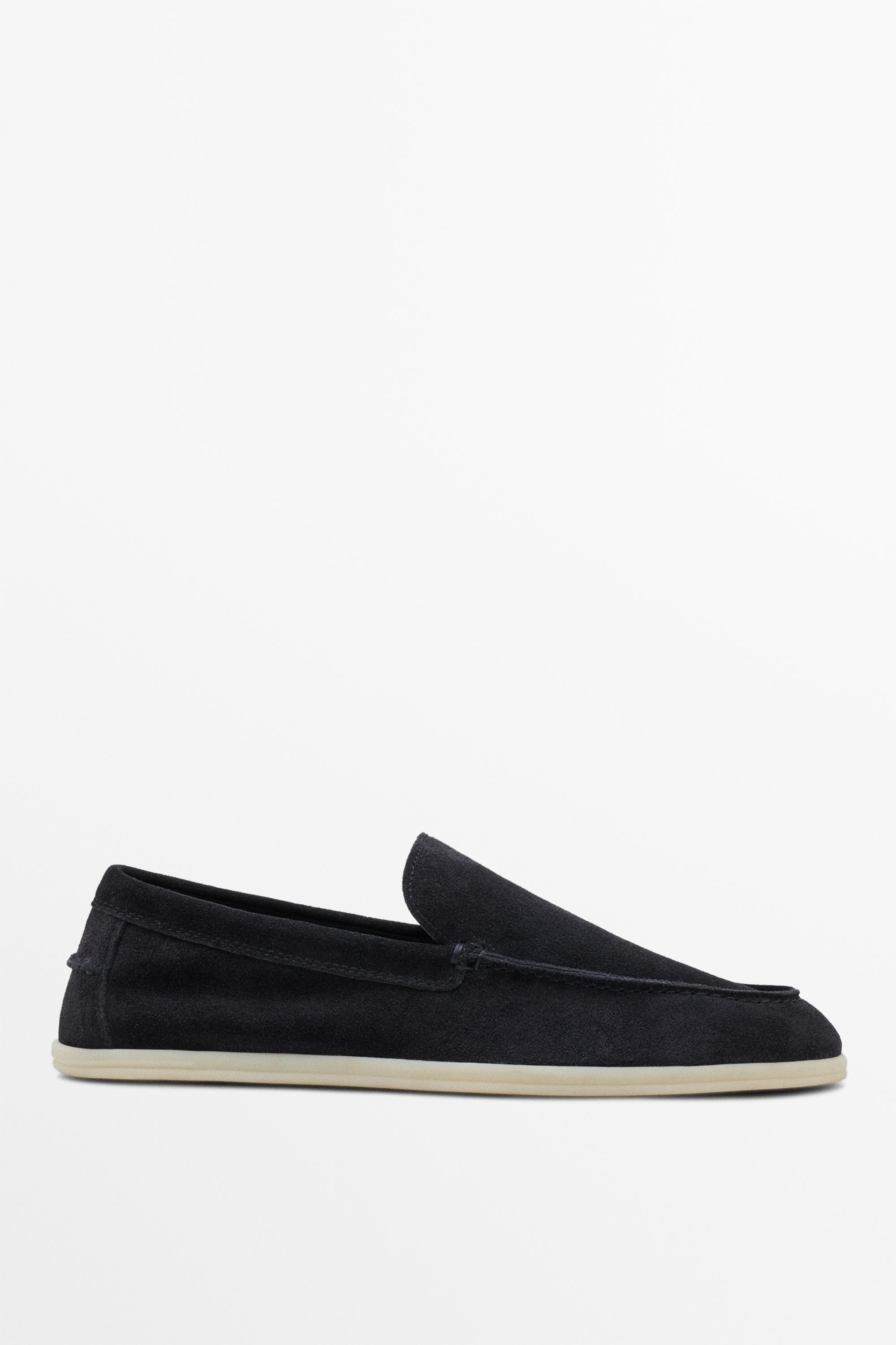 Soft split leather loafers Blue
