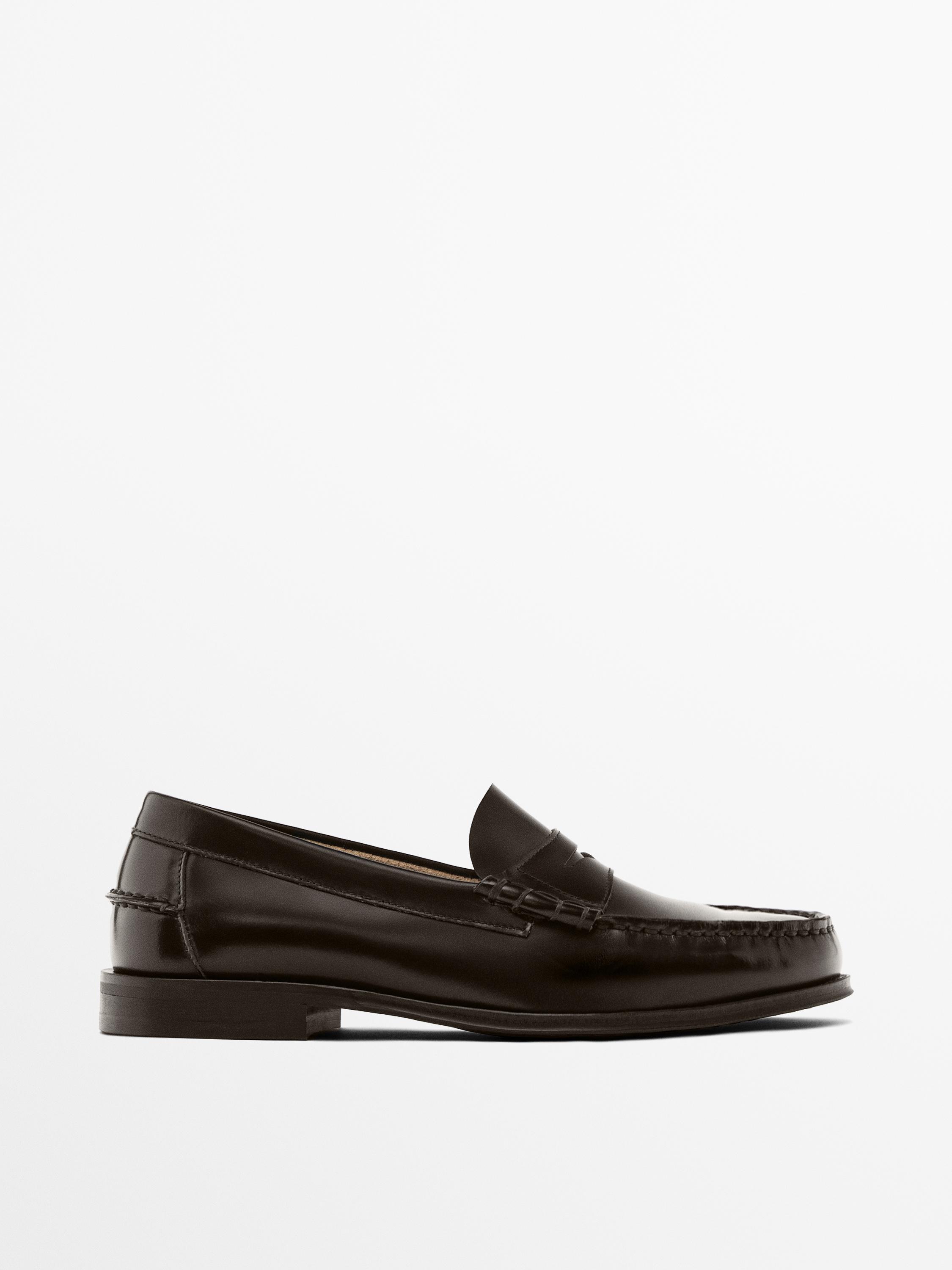 Leather loafers with penny strap Brown