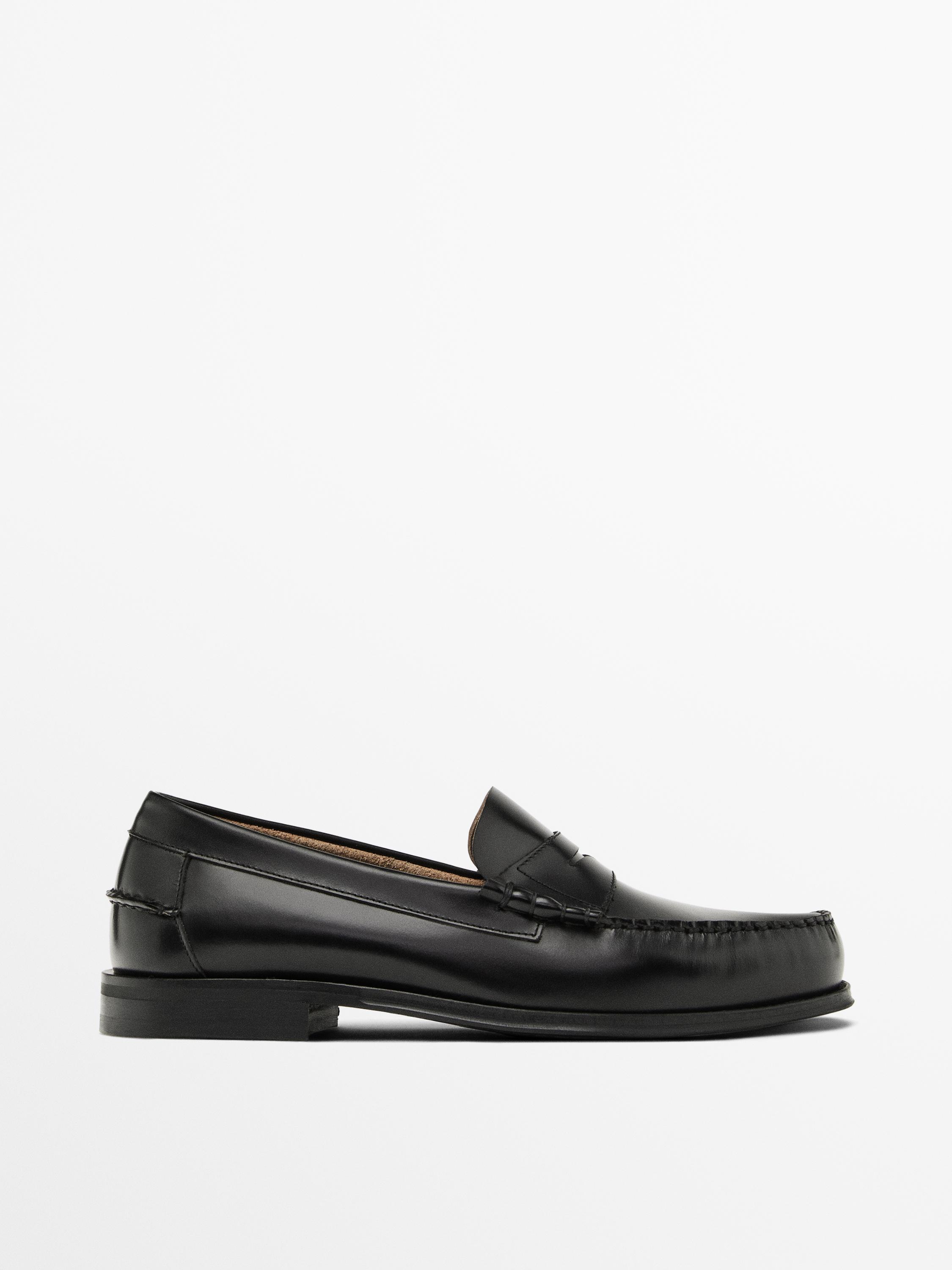 Leather loafers with penny strap Black