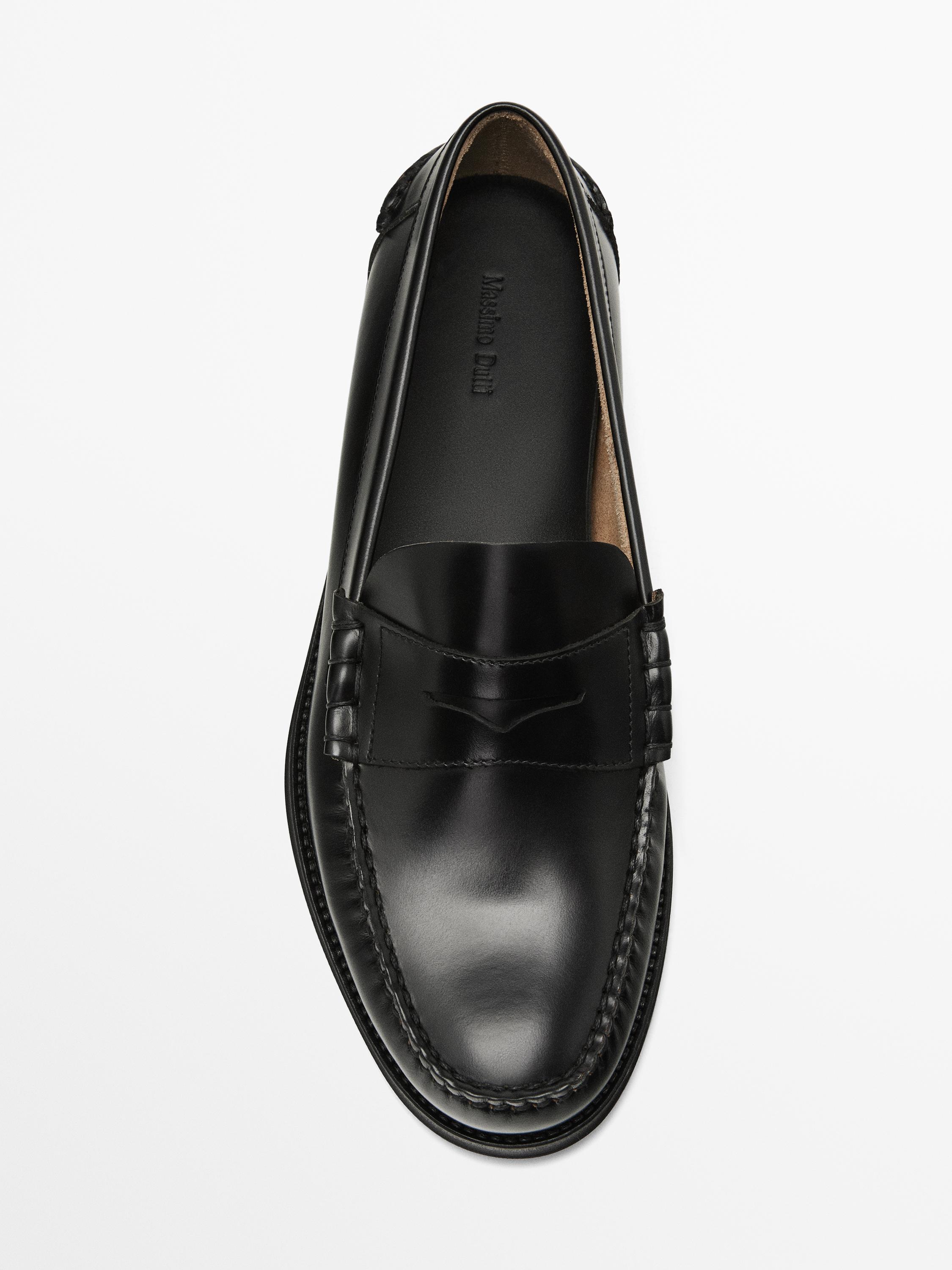 Leather loafers with penny strap Black