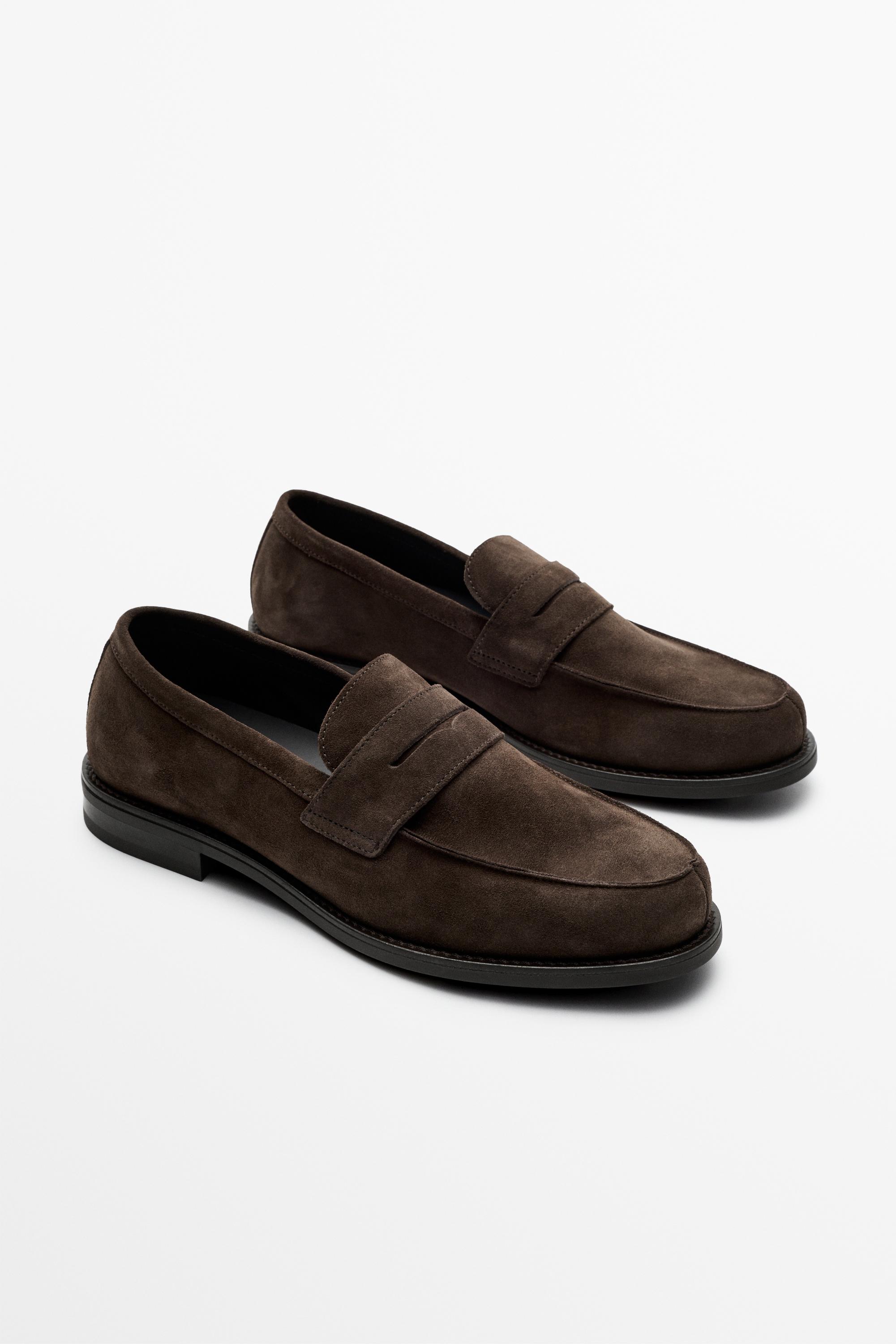 Split suede leather loafer Brown